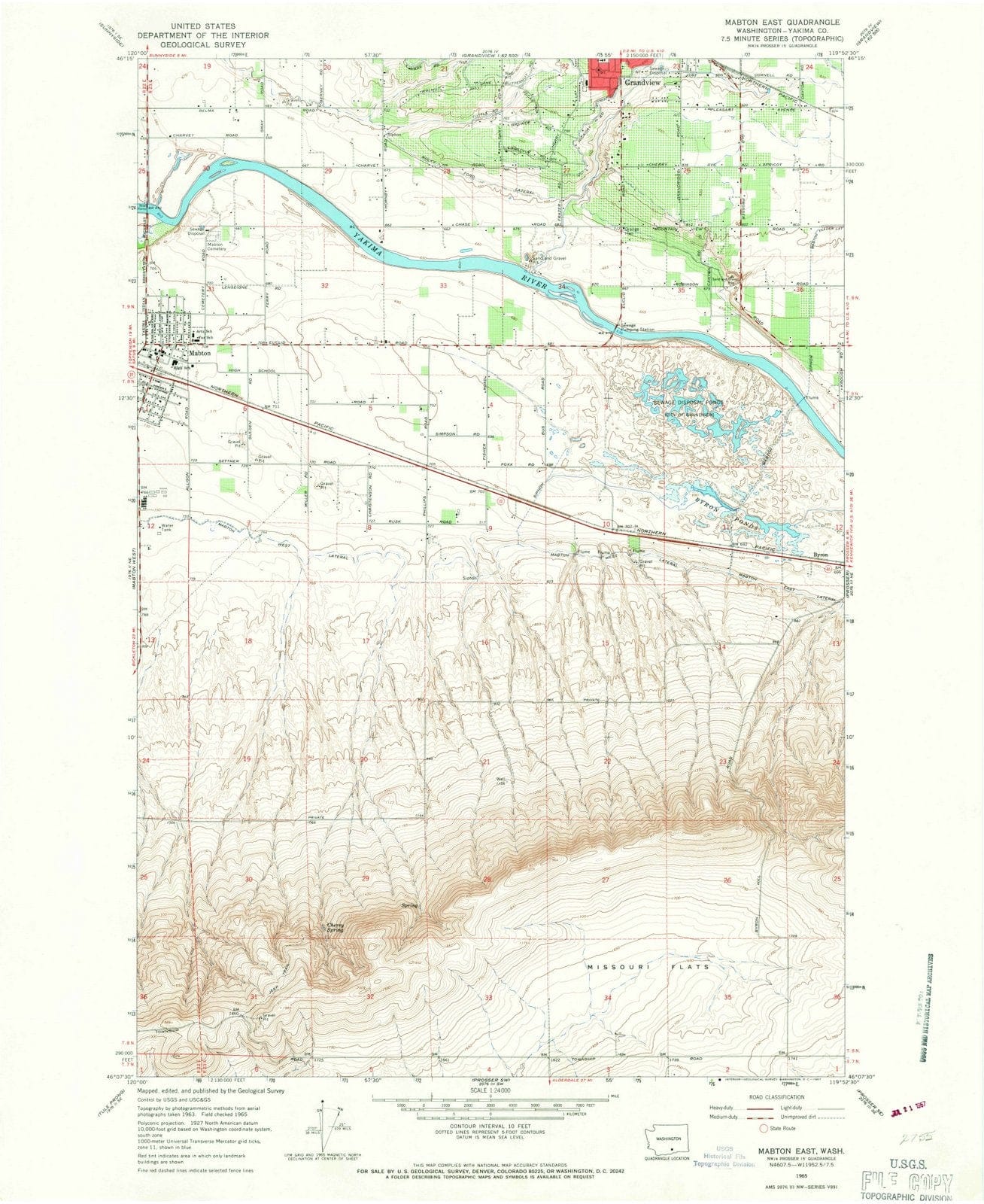 1965 Mabton East, WA - Washington - USGS Topographic Map