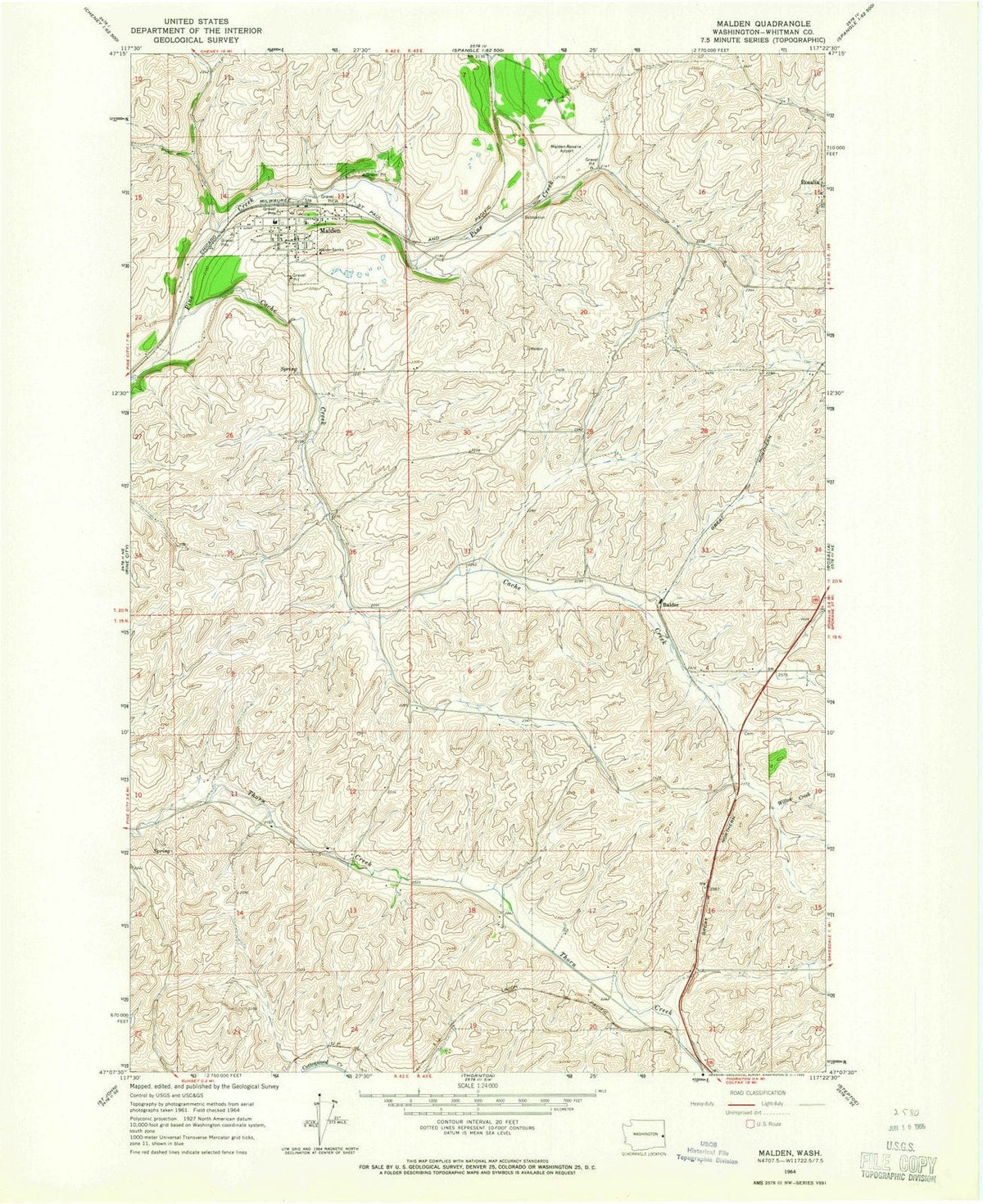 1964 Malden, WA - Washington - USGS Topographic Map
