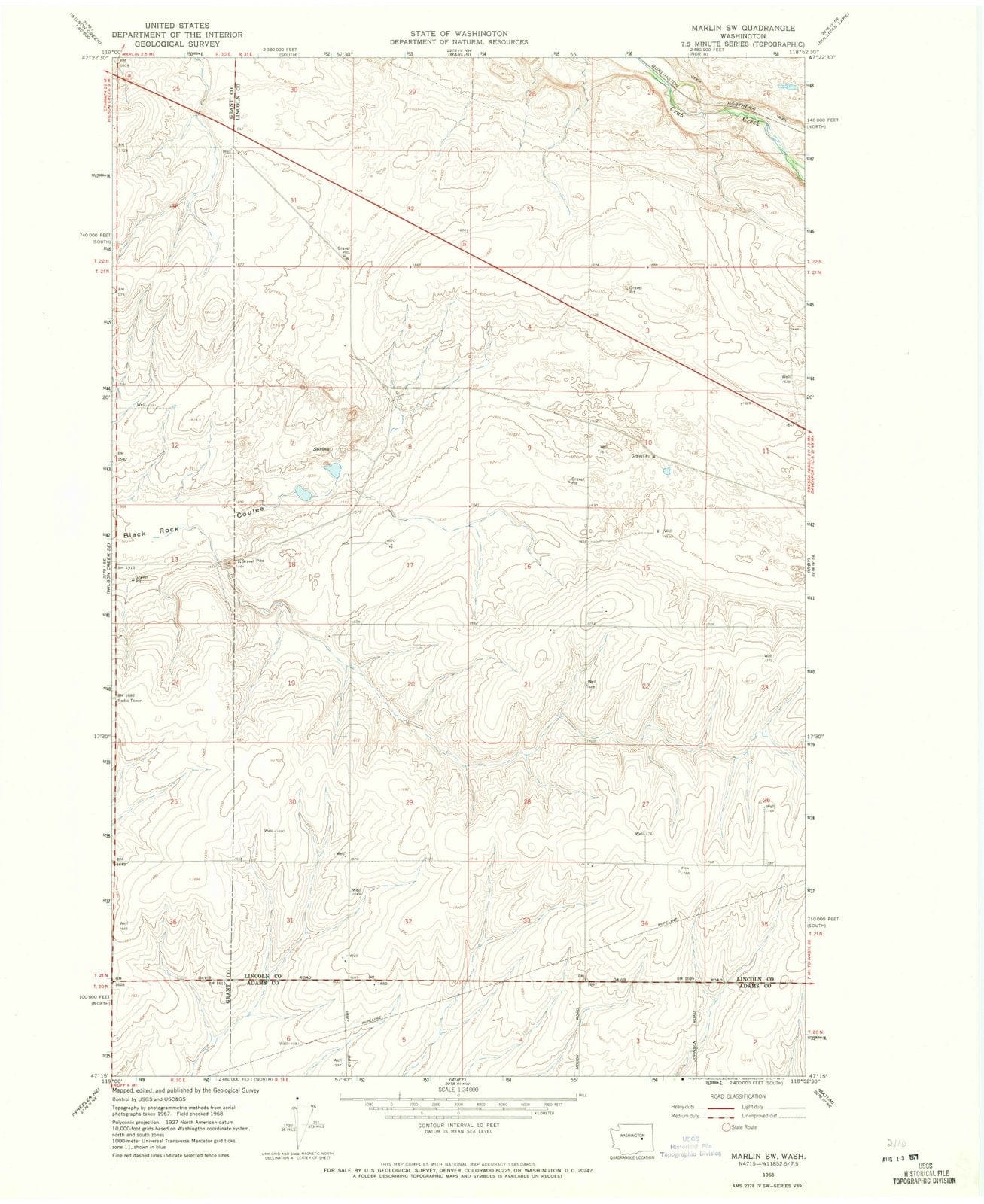 1968 Marlin, WA - Washington - USGS Topographic Map