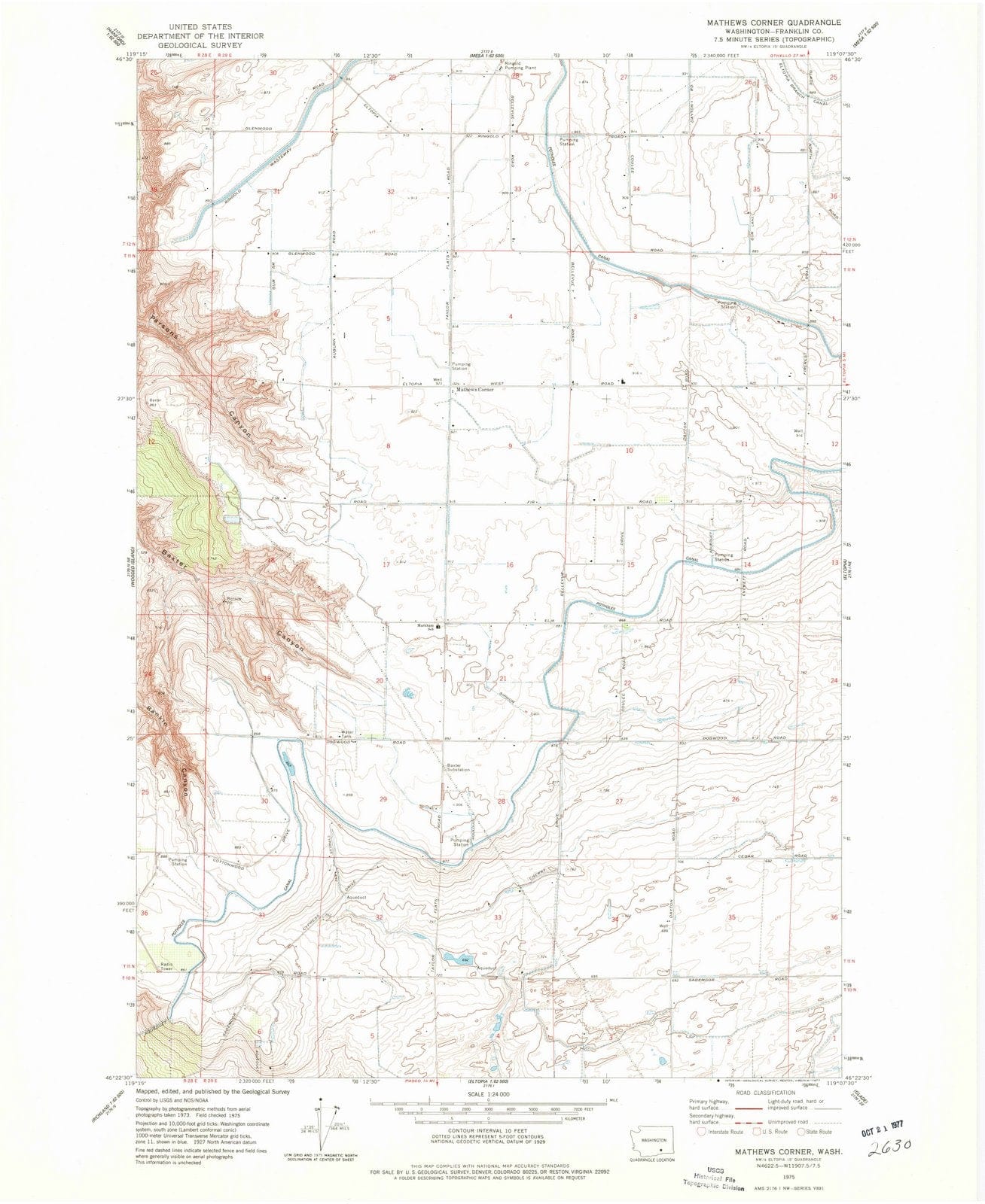 1975 Mathews Corner, WA - Washington - USGS Topographic Map
