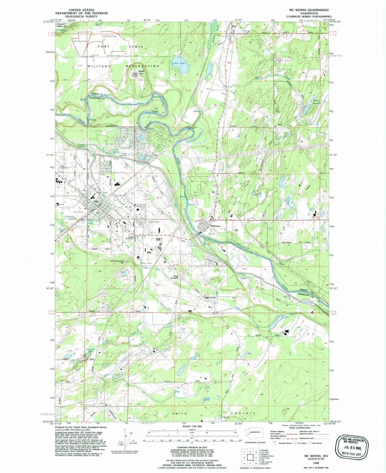 1990 Mc Kenna, WA - Washington - USGS Topographic Map