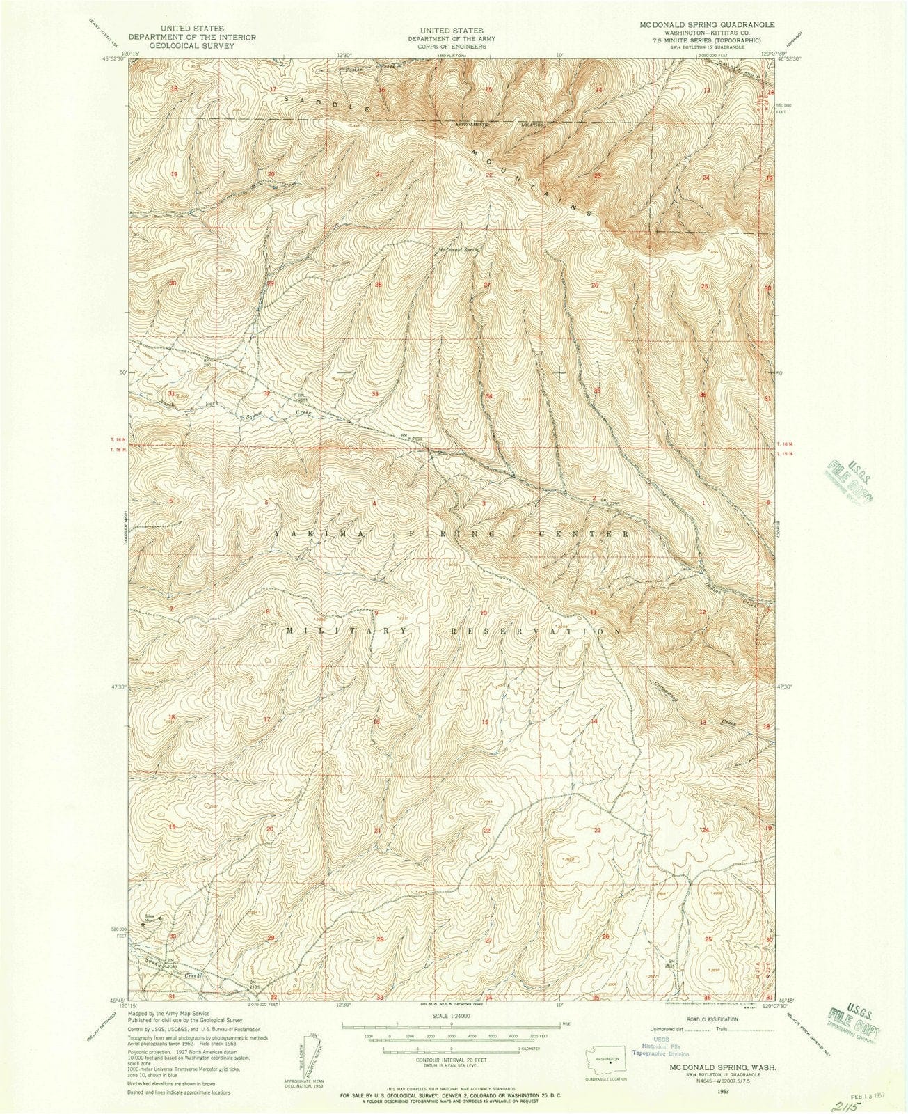 1953 McDonald Spring, WA - Washington - USGS Topographic Map