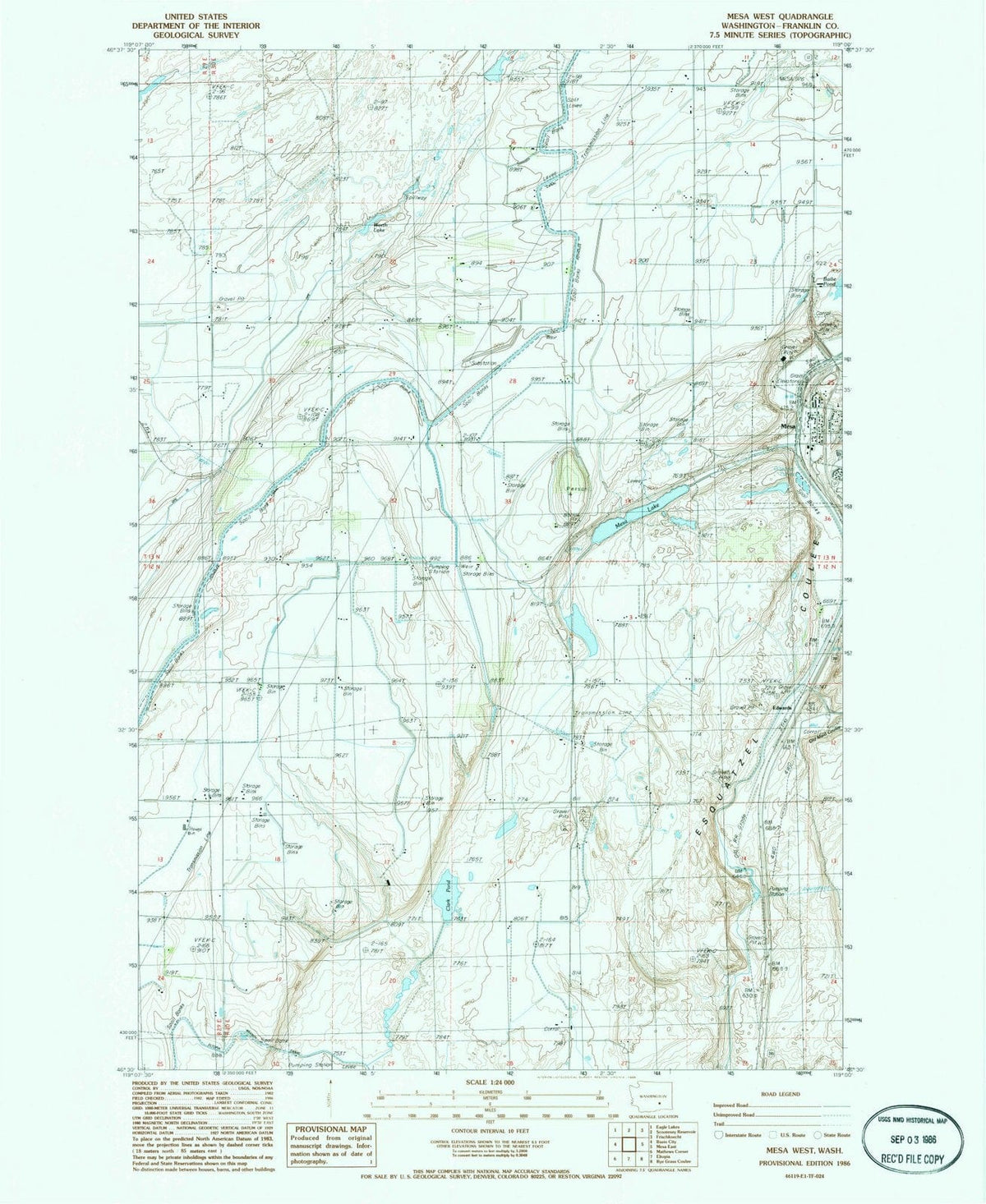 1986 Mesa West, WA - Washington - USGS Topographic Map