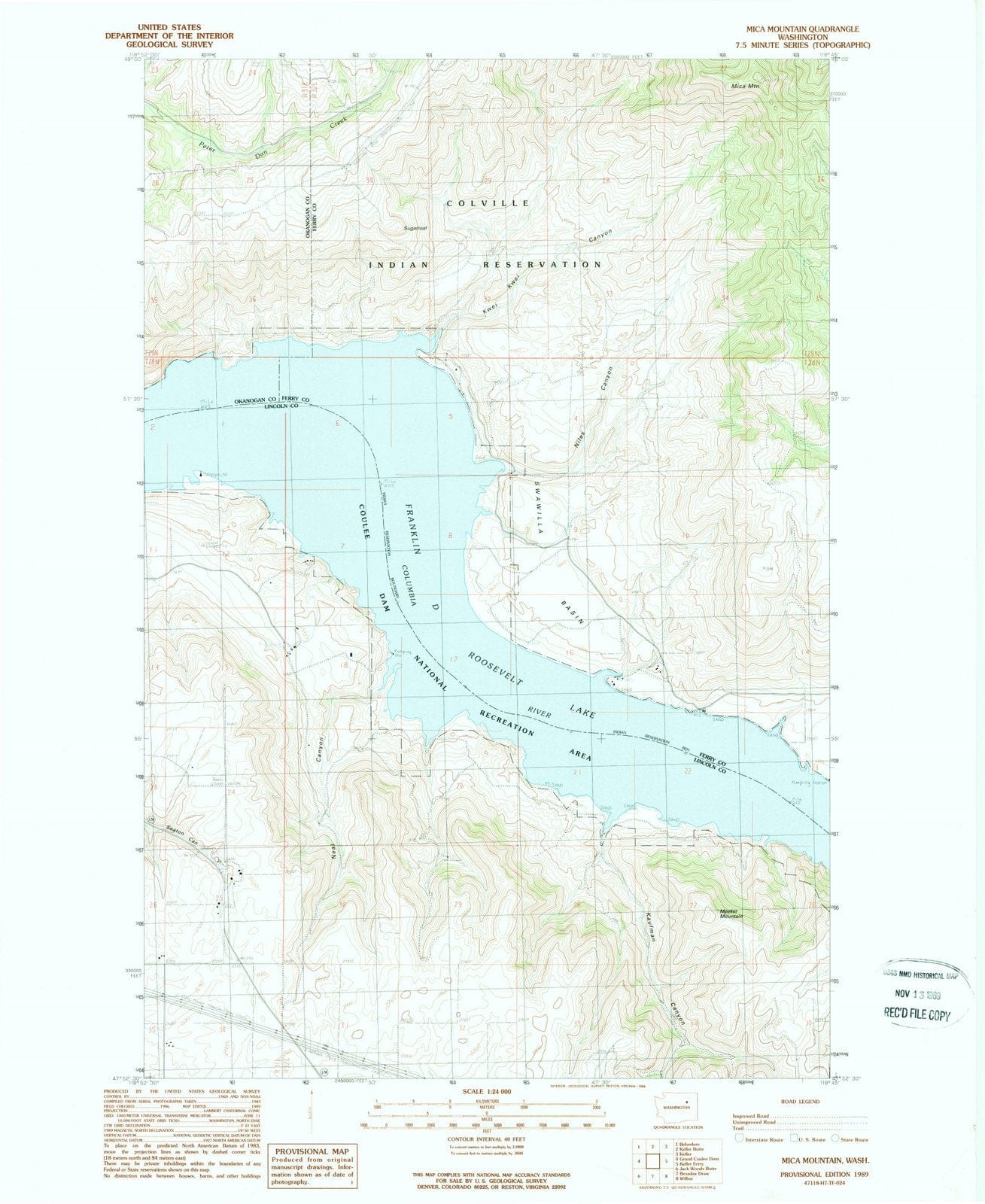1989 Mica Mountain, WA - Washington - USGS Topographic Map