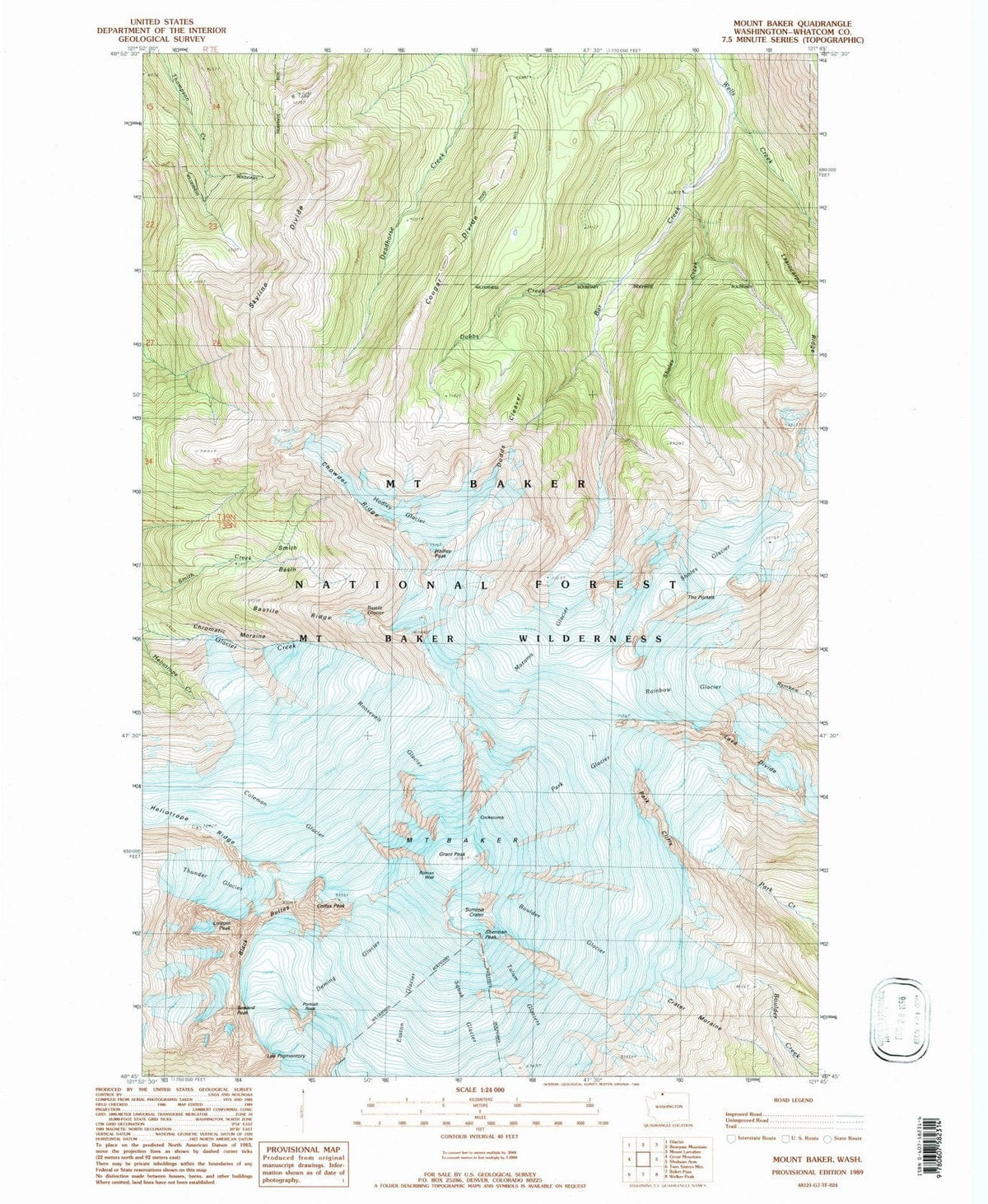 1989 Mount Baker, WA - Washington - USGS Topographic Map