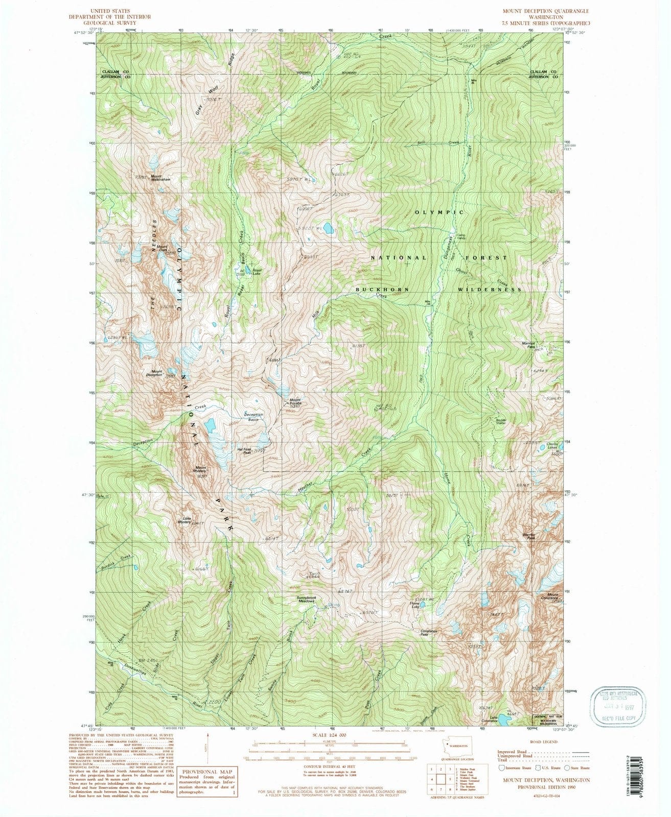 1990 Mounteception, WA - Washington - USGS Topographic Map