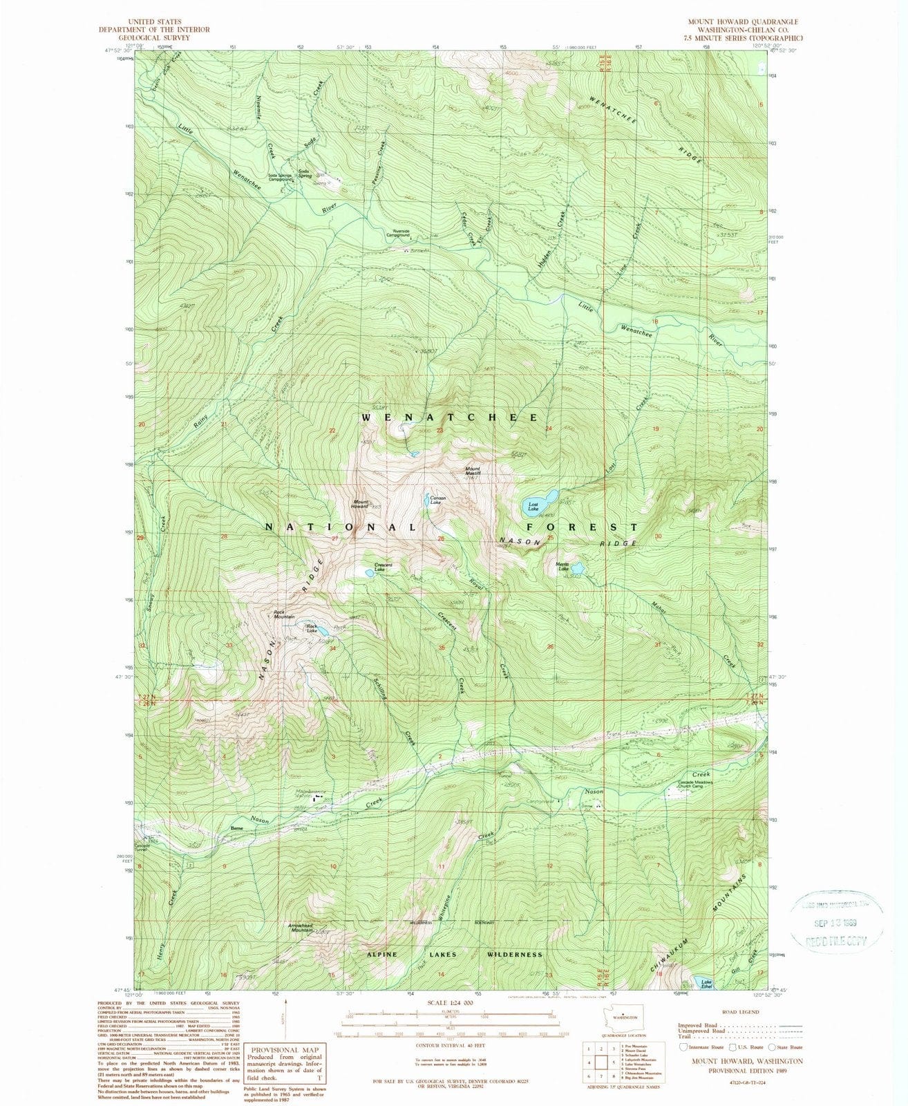 1989 Mount Howard, WA - Washington - USGS Topographic Map