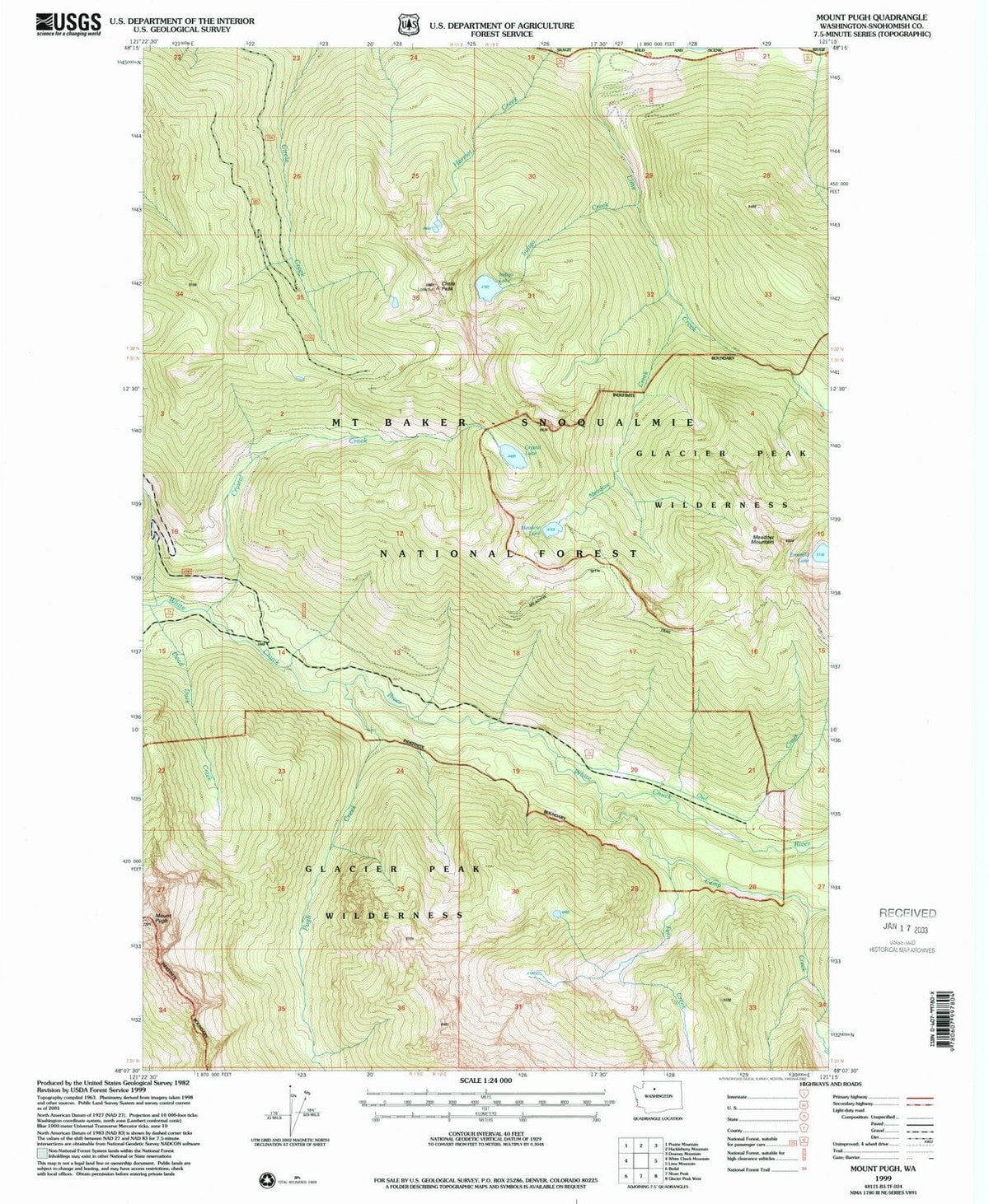 1999 Mount Pugh, WA - Washington - USGS Topographic Map