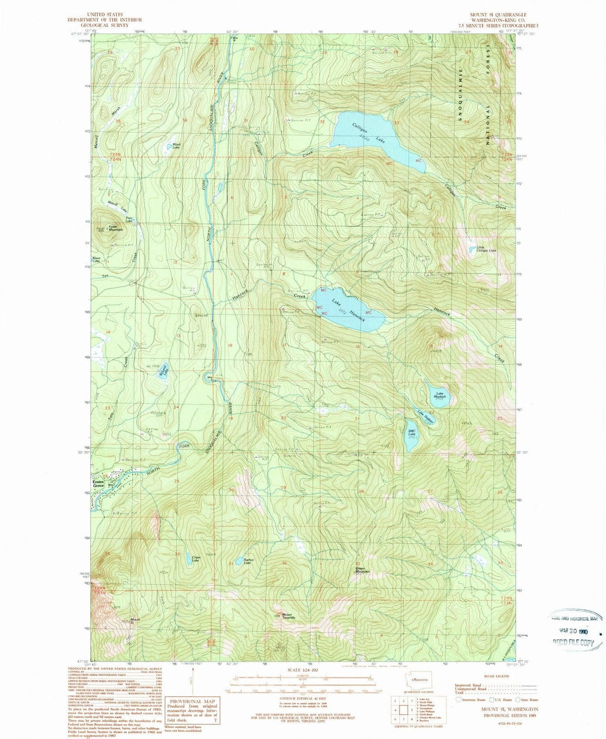 1989 Mount Si, WA - Washington - USGS Topographic Map