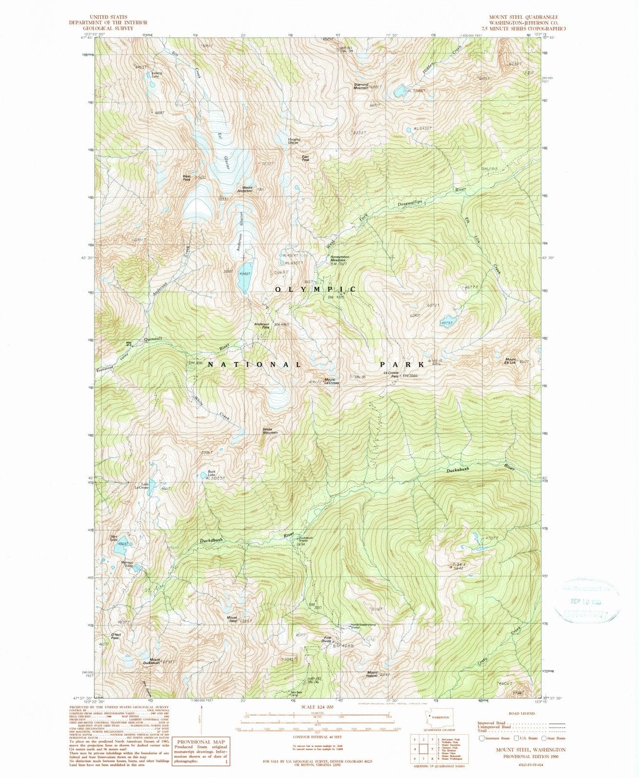 1990 Mount Steel, WA - Washington - USGS Topographic Map