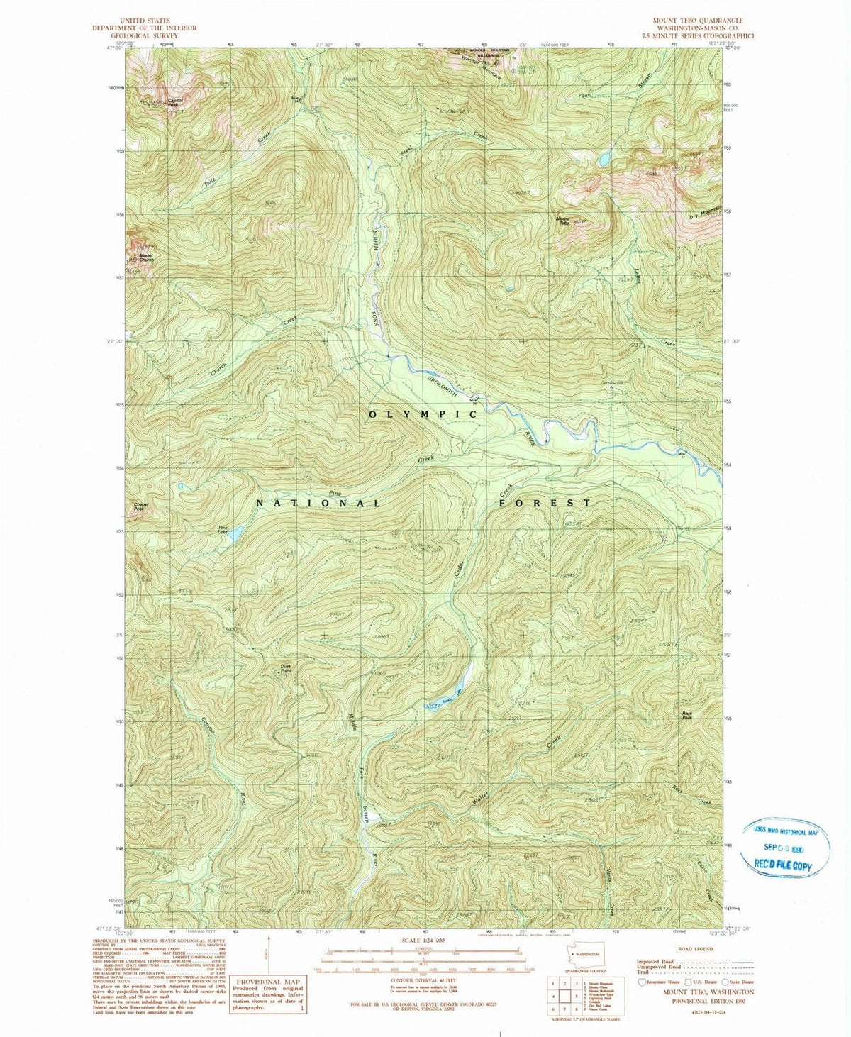 1990 Mount Tebo, WA - Washington - USGS Topographic Map