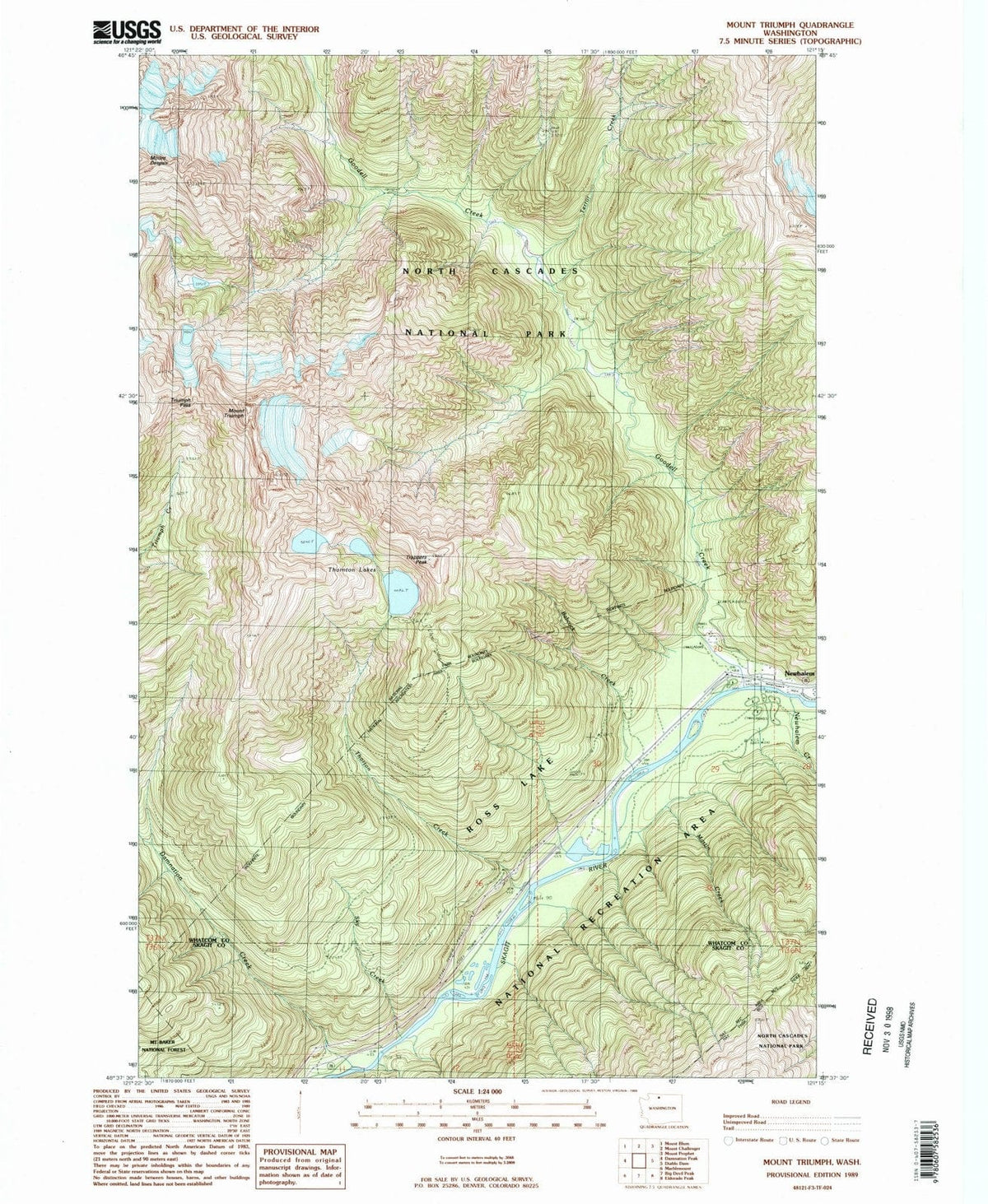 1989 Mount Triumph, WA - Washington - USGS Topographic Map