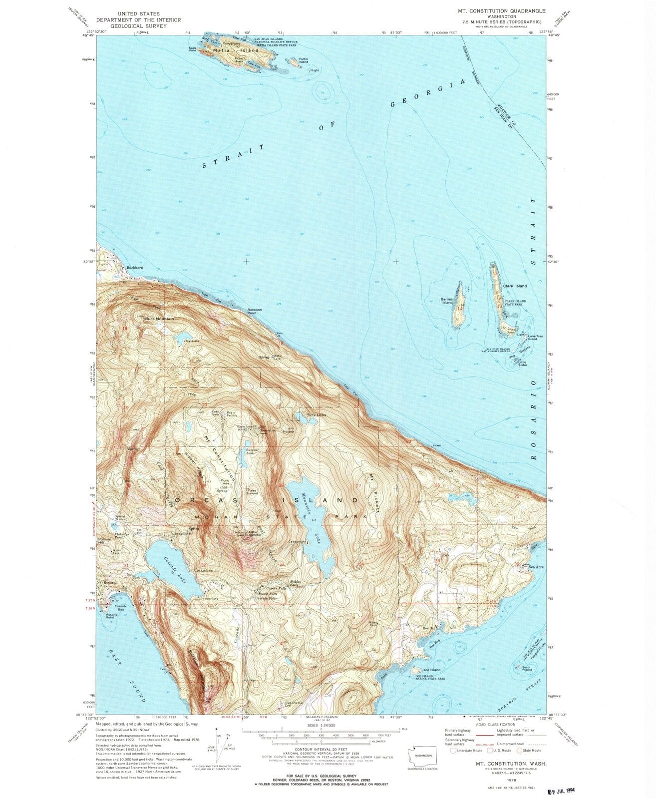 1978 Mt Constitution, WA - Washington - USGS Topographic Map