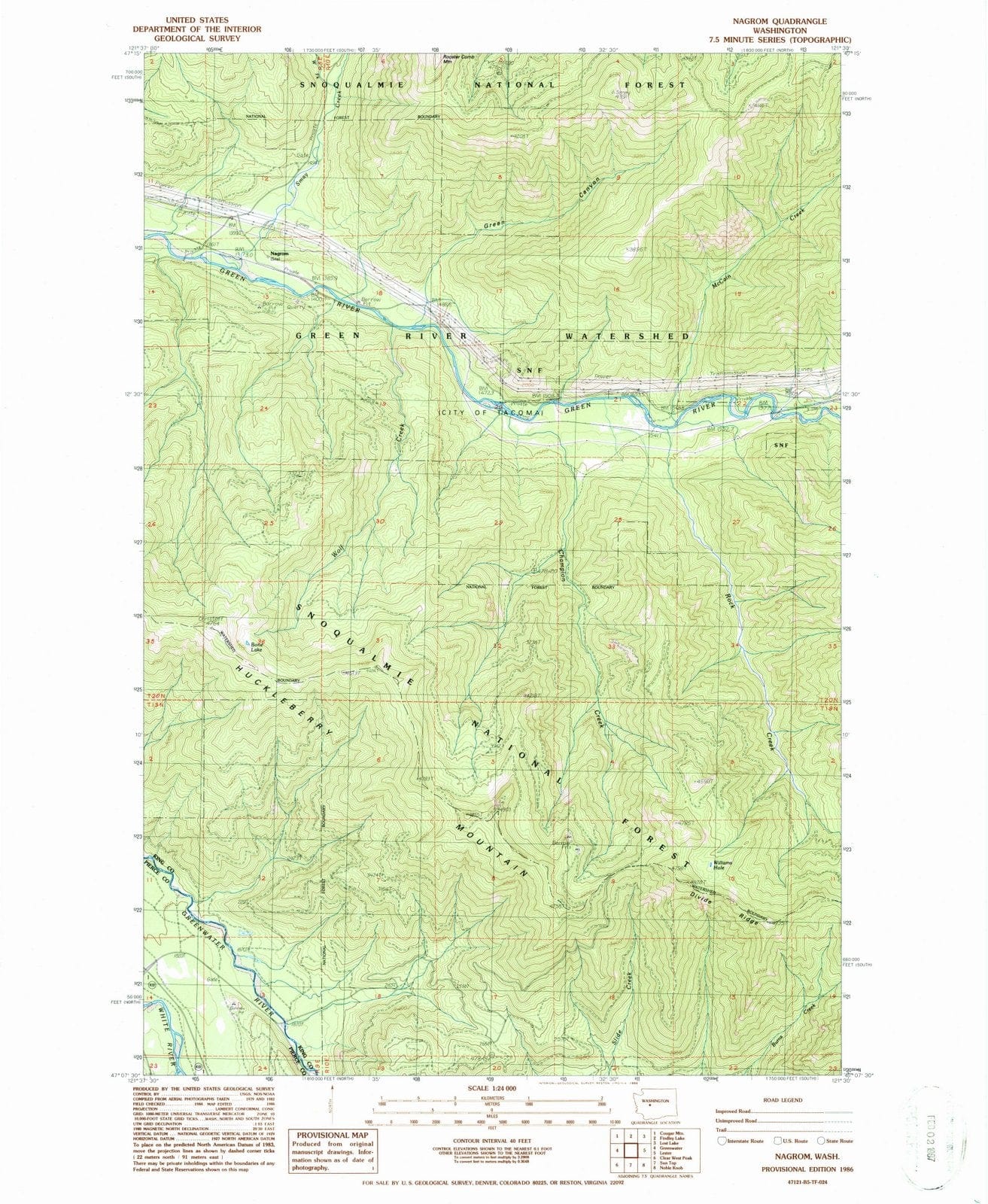 1986 Nagrom, WA - Washington - USGS Topographic Map