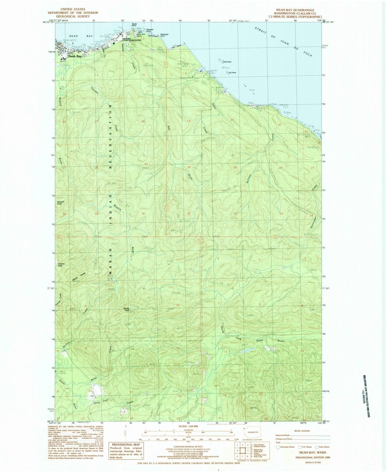 1984 Neah Bay, WA - Washington - USGS Topographic Map