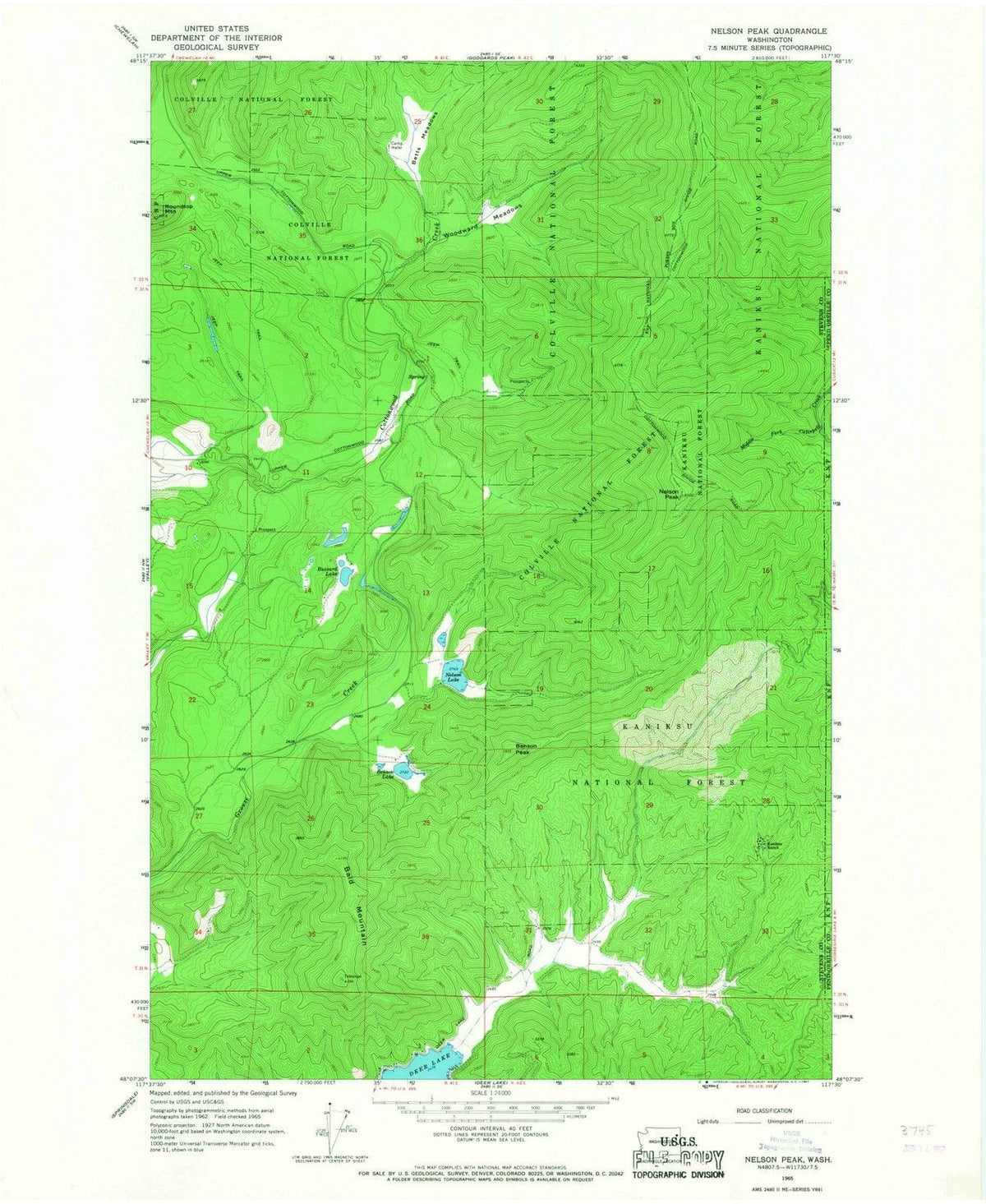 1965 Nelson Peak, WA - Washington - USGS Topographic Map