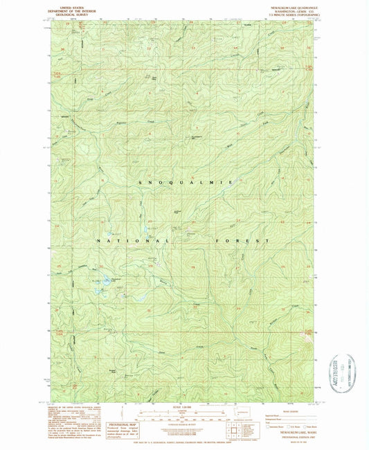 1987 Newaukum Lake, WA - Washington - USGS Topographic Map