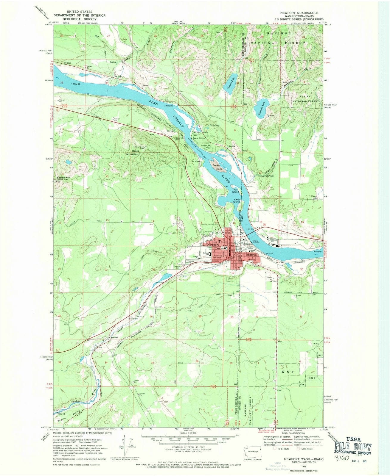 1968 Newport, WA - Washington - USGS Topographic Map