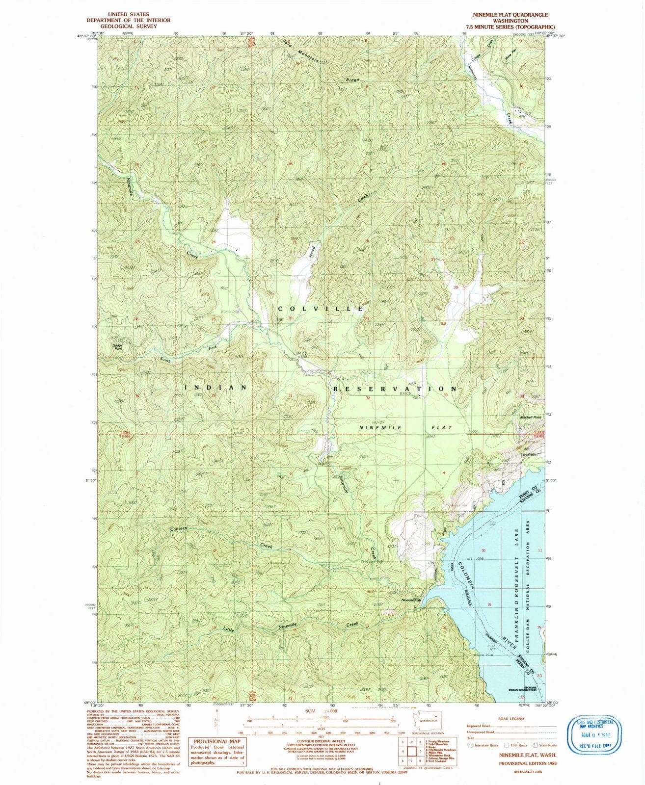 1985 Ninemile Flat, WA - Washington - USGS Topographic Map