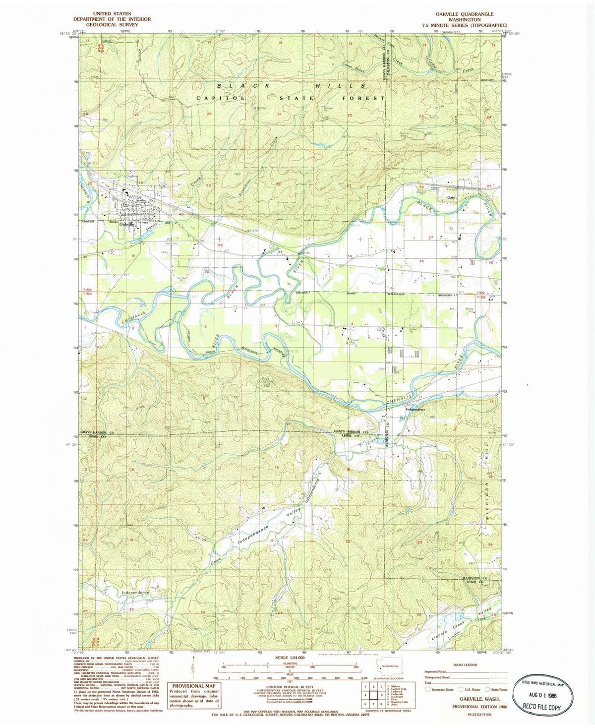1986 Oakville, WA - Washington - USGS Topographic Map