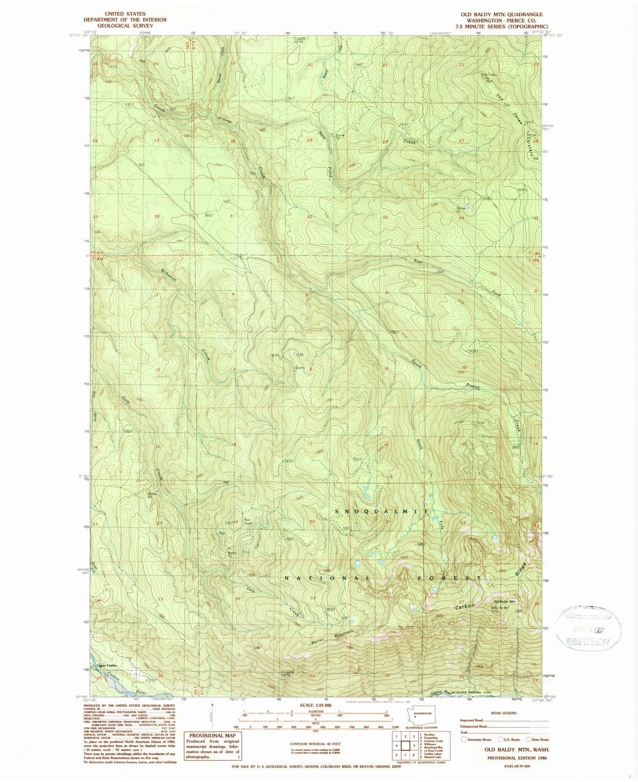 1986 Old Baldy MTN, WA - Washington - USGS Topographic Map