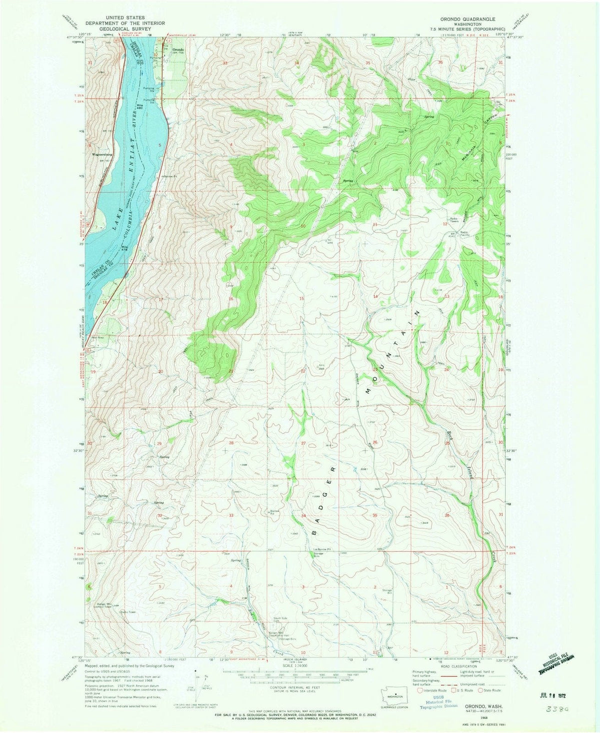 1968 Orondo, WA - Washington - USGS Topographic Map