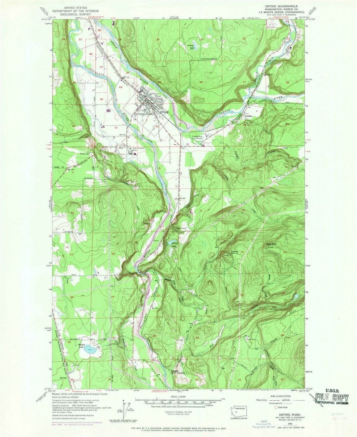 1956 Orting, WA - Washington - USGS Topographic Map