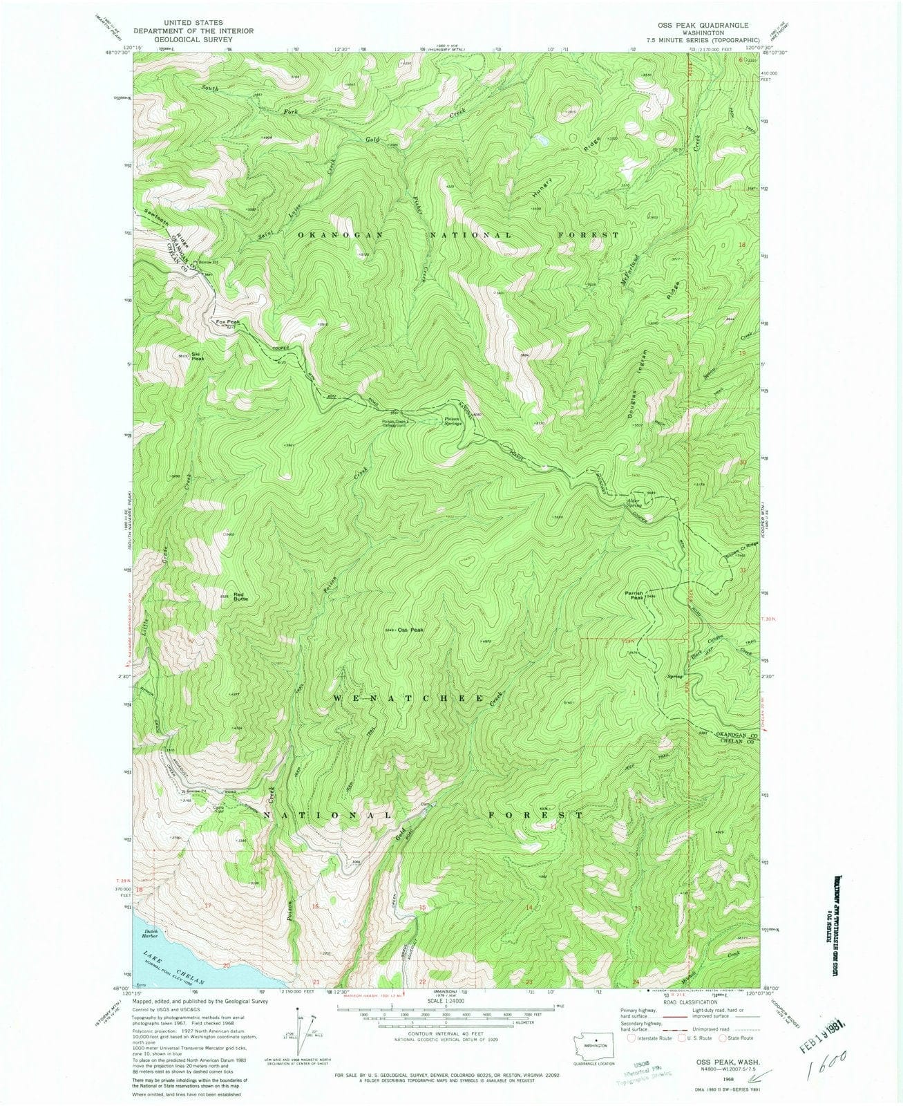 1968 OSS Peak, WA - Washington - USGS Topographic Map
