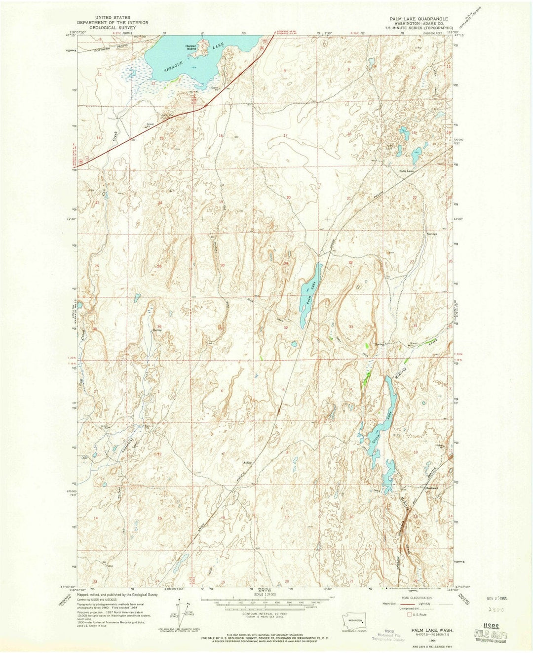 1964 Palm Lake, WA - Washington - USGS Topographic Map
