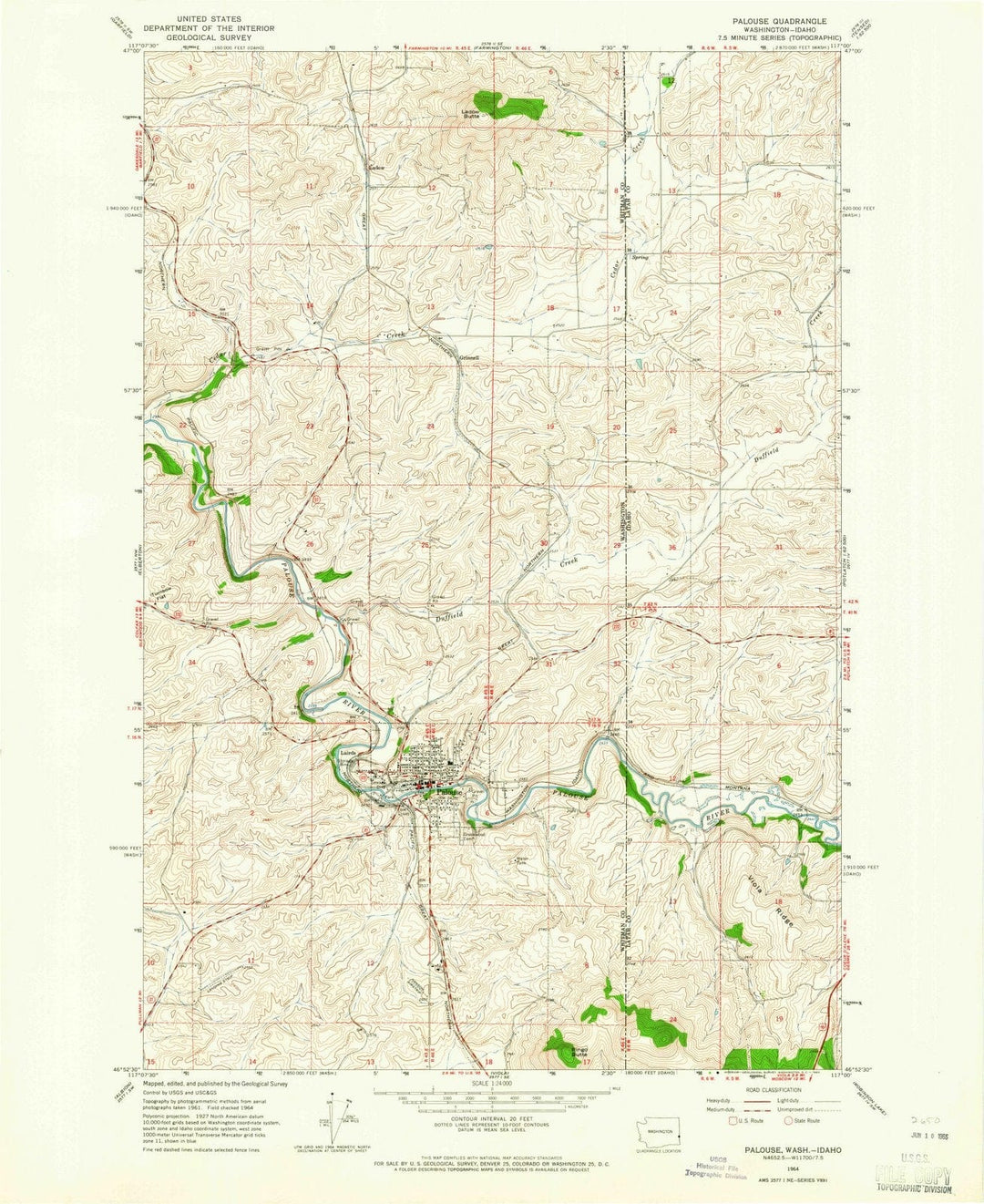 1964 Palouse, WA - Washington - USGS Topographic Map