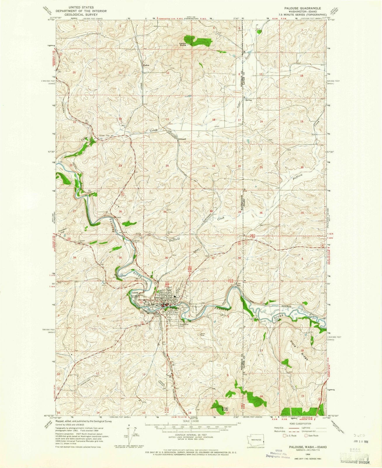 1964 Palouse, WA - Washington - USGS Topographic Map