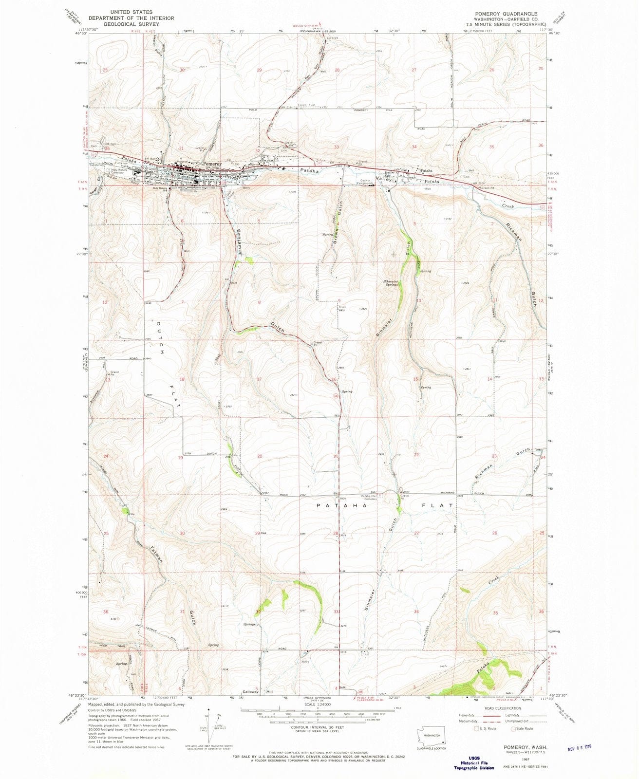 1967 Pomeroy, WA - Washington - USGS Topographic Map