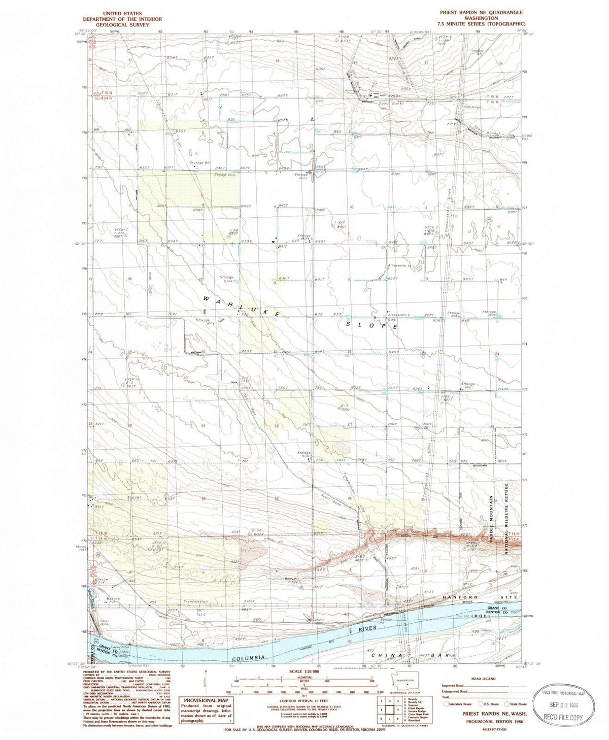 1986 Priest Rapids, WA - Washington - USGS Topographic Map