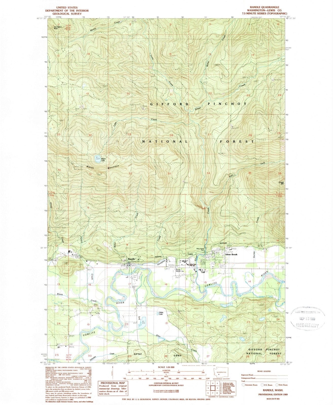 1989 Randle, WA - Washington - USGS Topographic Map