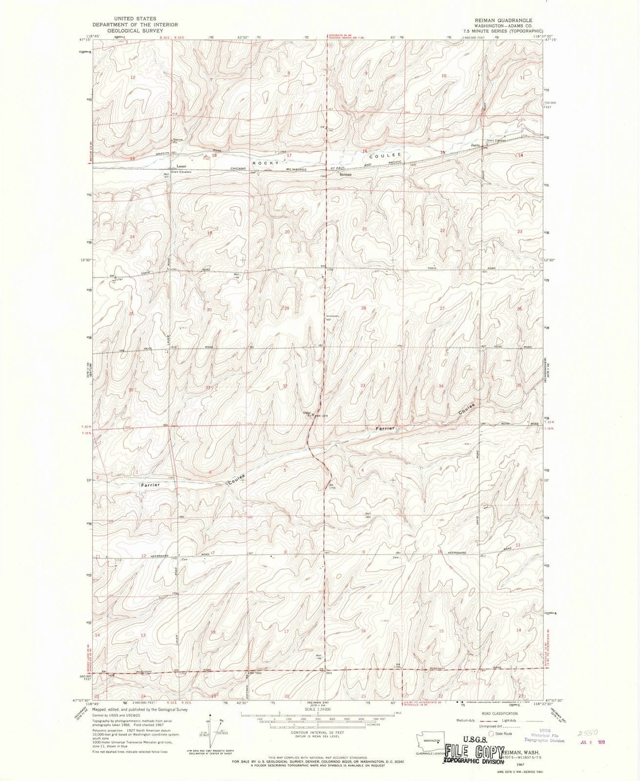 1967 Reiman, WA - Washington - USGS Topographic Map v3
