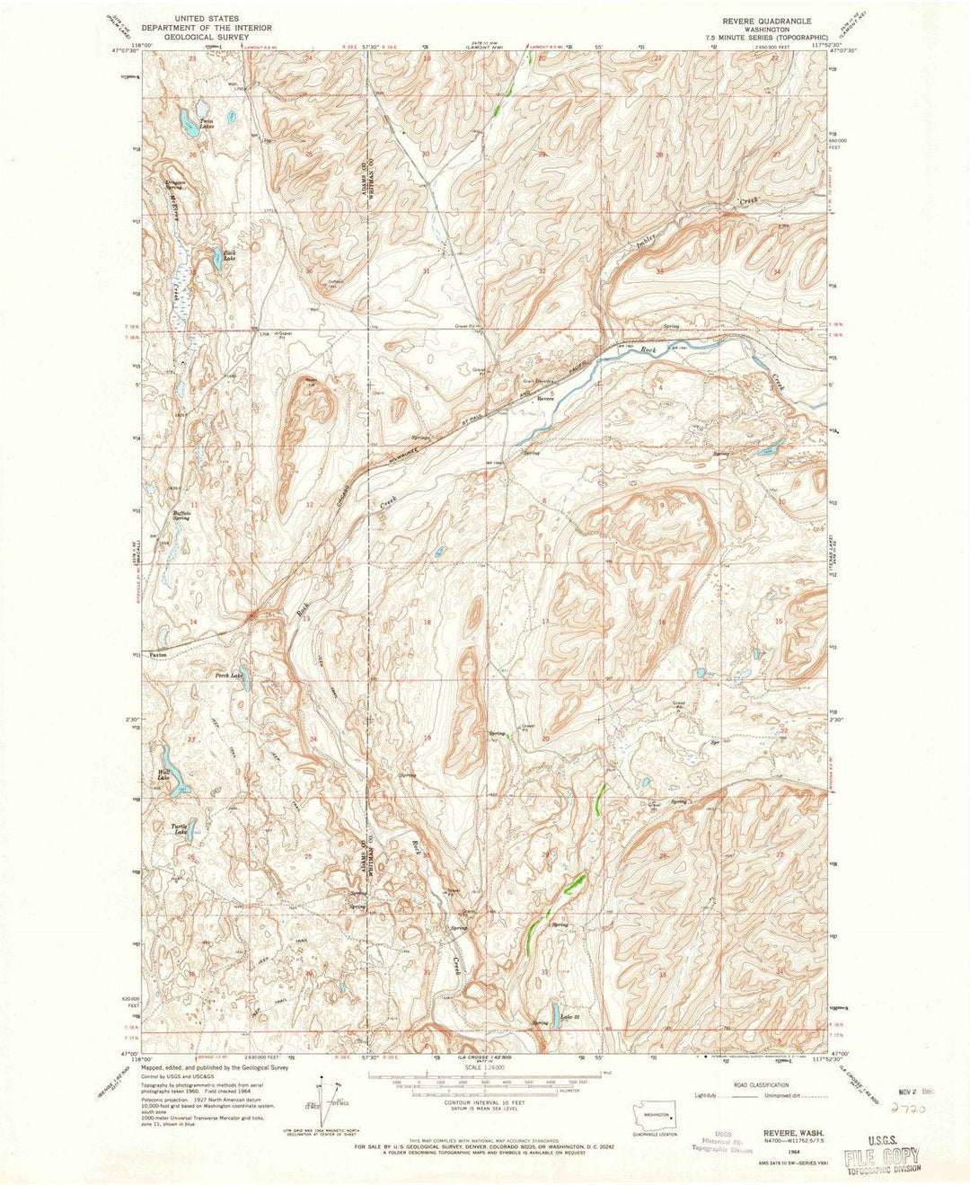 1964 Revere, WA - Washington - USGS Topographic Map