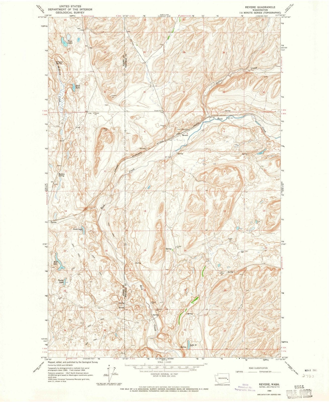 1964 Revere, WA - Washington - USGS Topographic Map