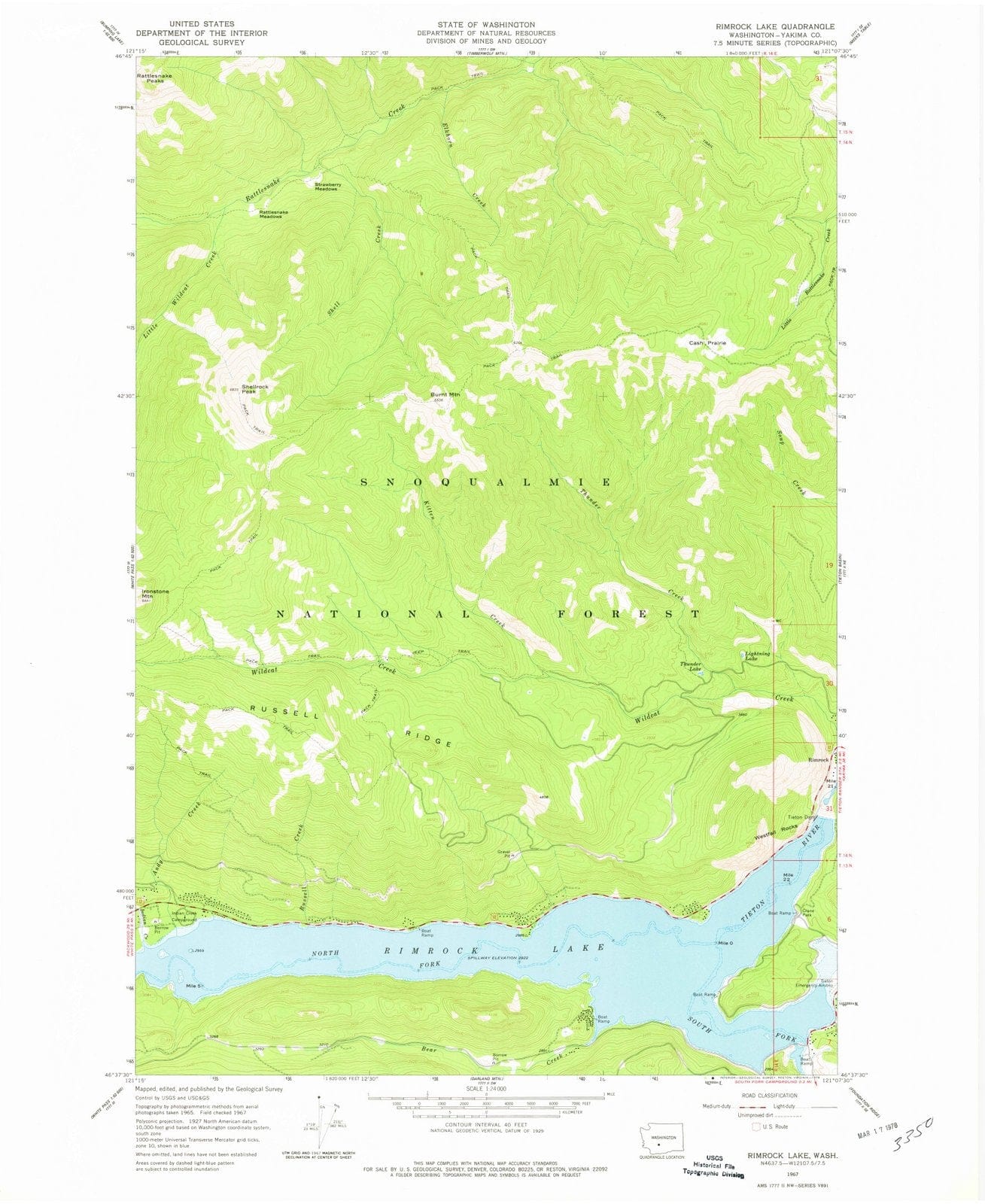 1967 Rimrock Lake, WA - Washington - USGS Topographic Map