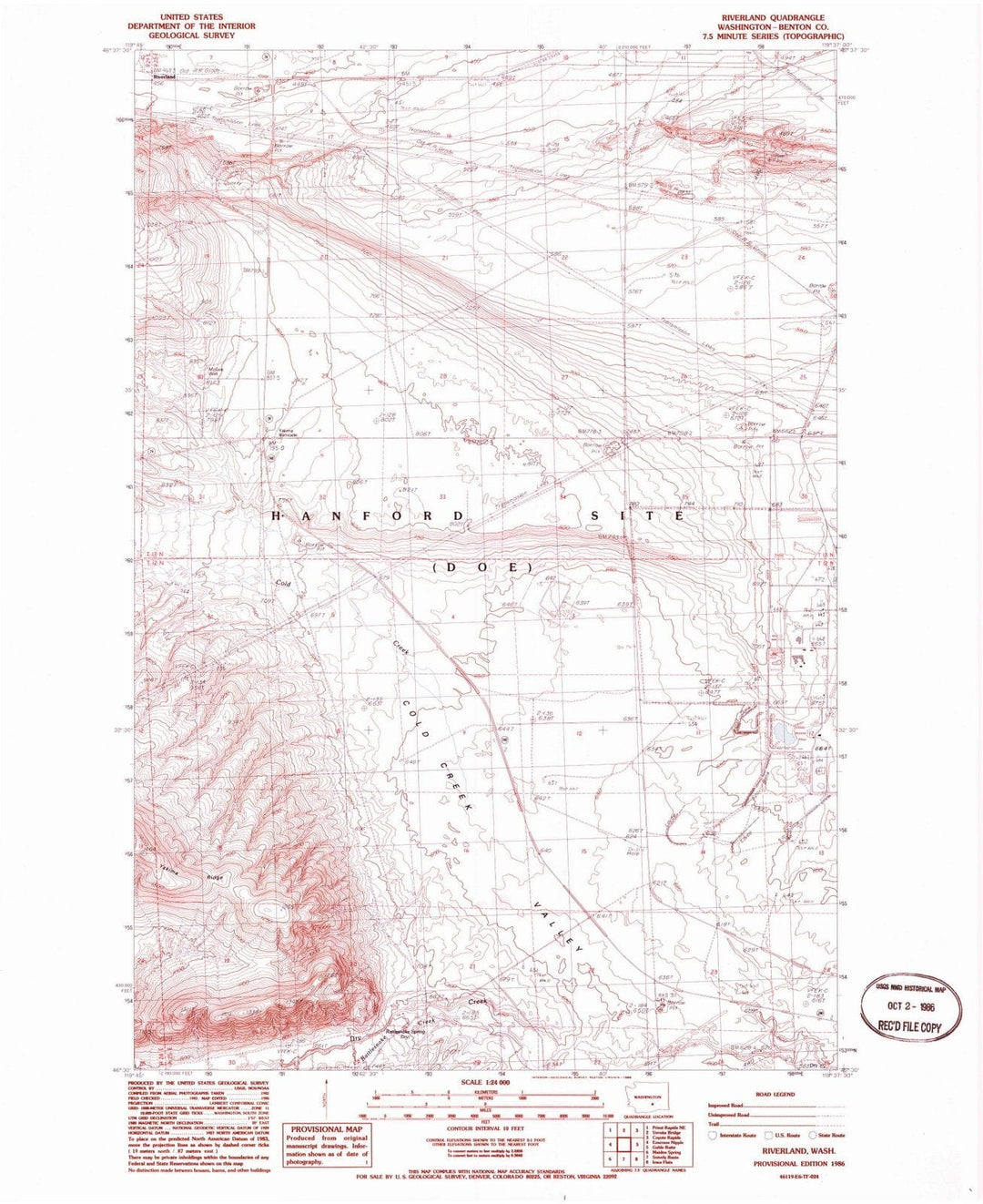 1986 Riverland, WA - Washington - USGS Topographic Map