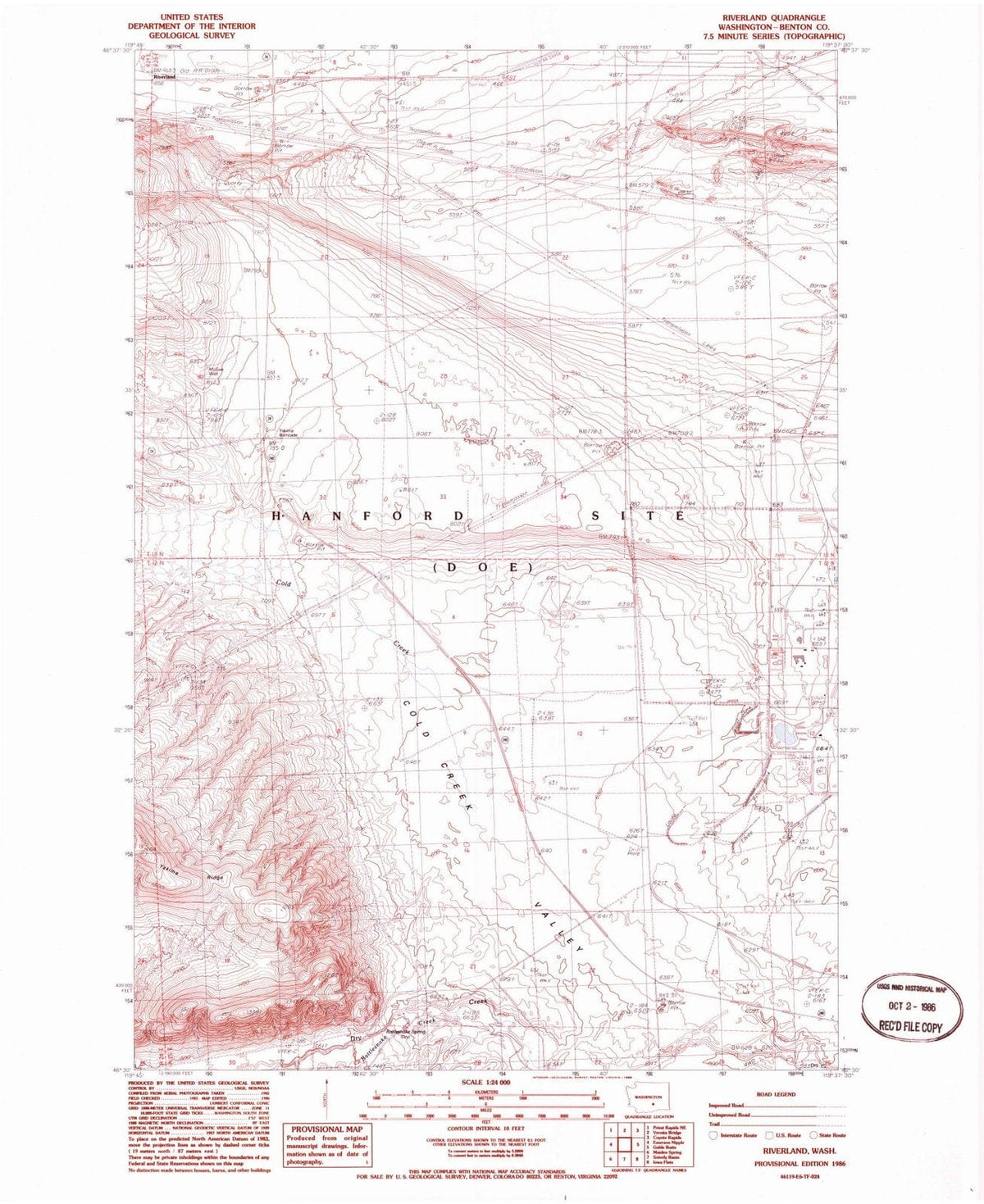 1986 Riverland, WA - Washington - USGS Topographic Map