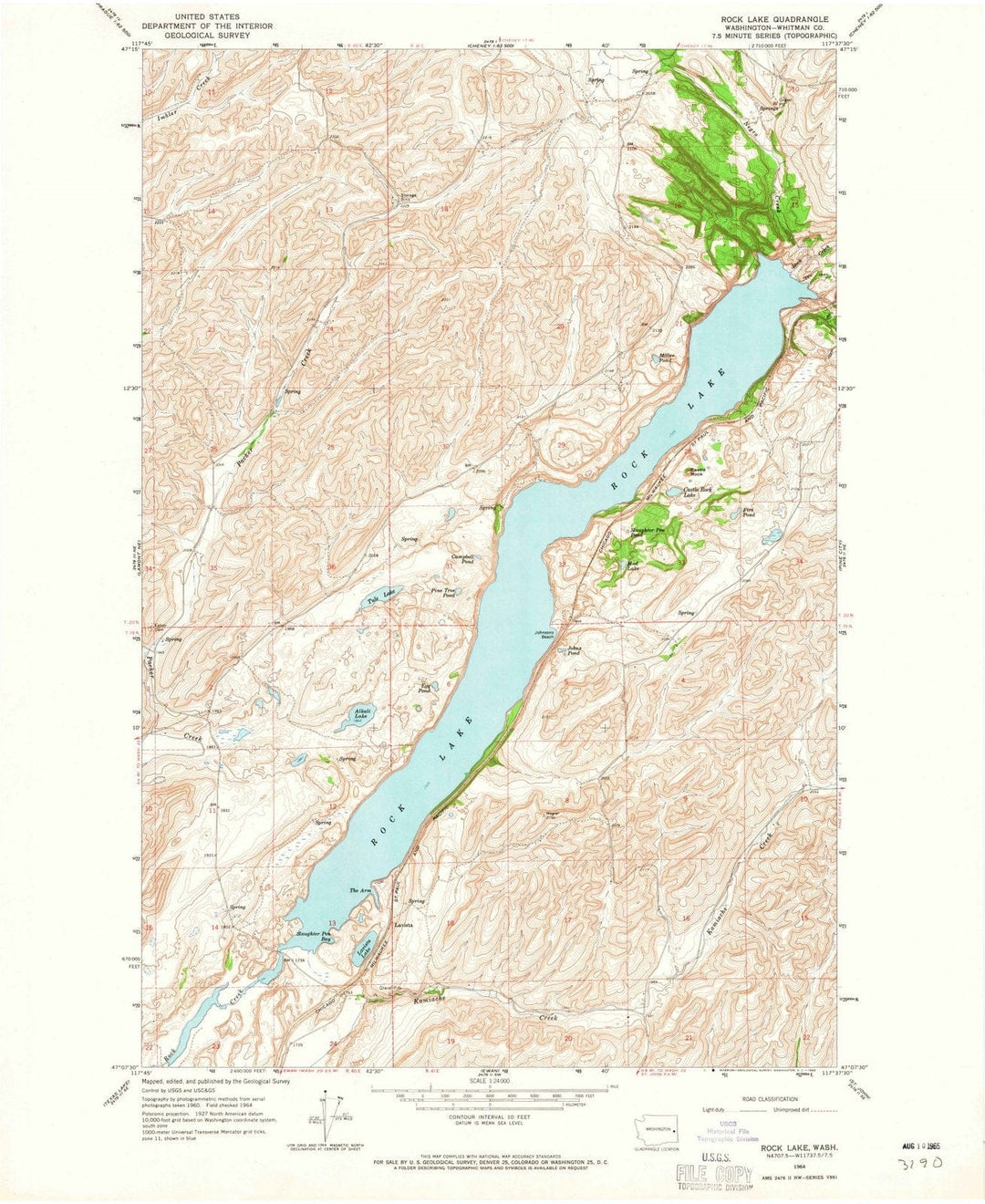 1964 Rock Lake, WA - Washington - USGS Topographic Map