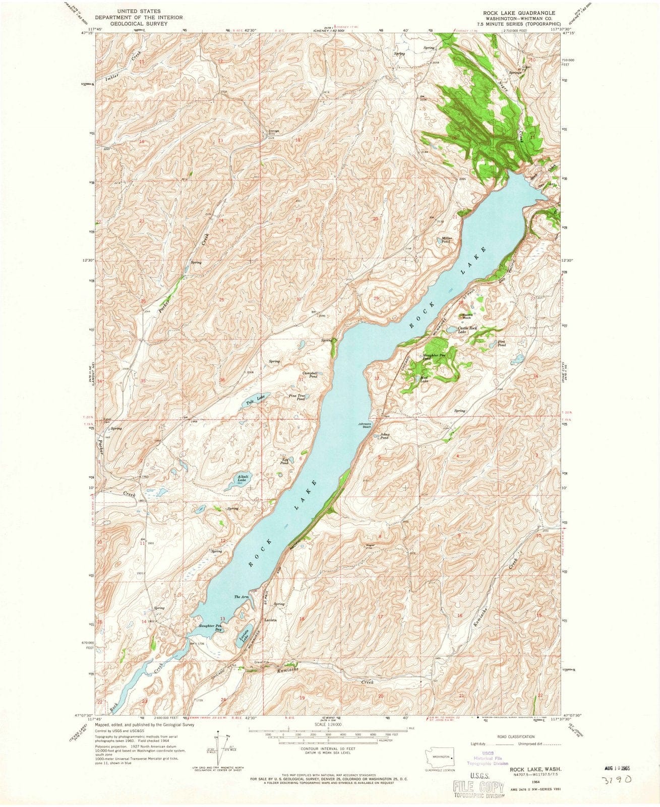 1964 Rock Lake, WA - Washington - USGS Topographic Map