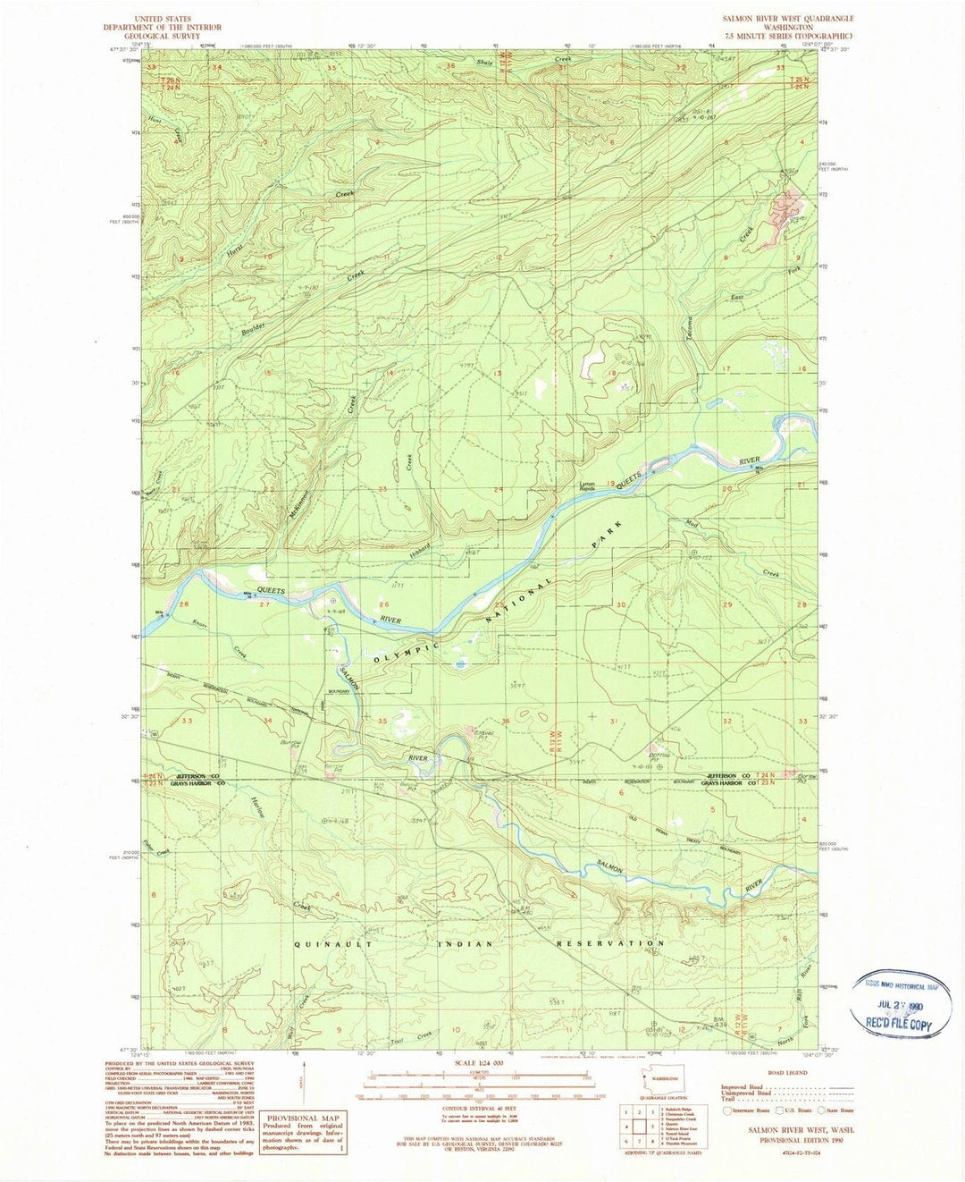 1990 Salmon River West, WA - Washington - USGS Topographic Map