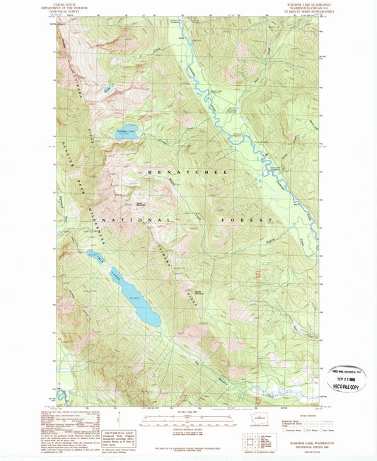 1989 Schaffer Lake, WA - Washington - USGS Topographic Map
