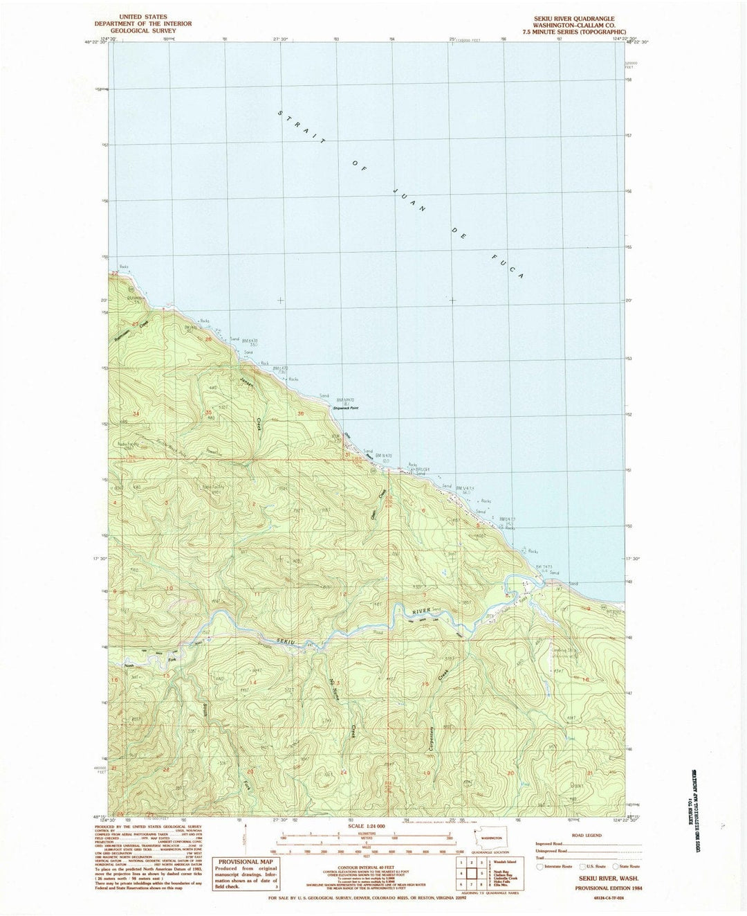 1984 Sekiu River, WA - Washington - USGS Topographic Map