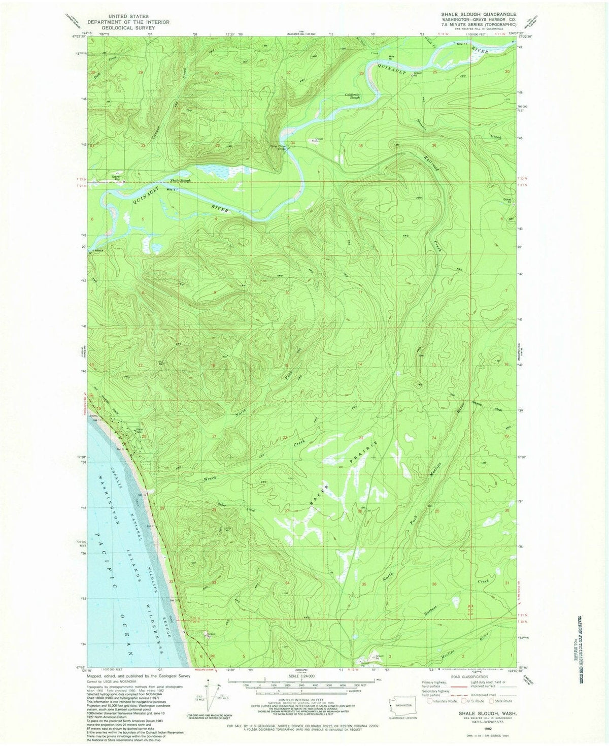 1982 Shale Slough, WA - Washington - USGS Topographic Map