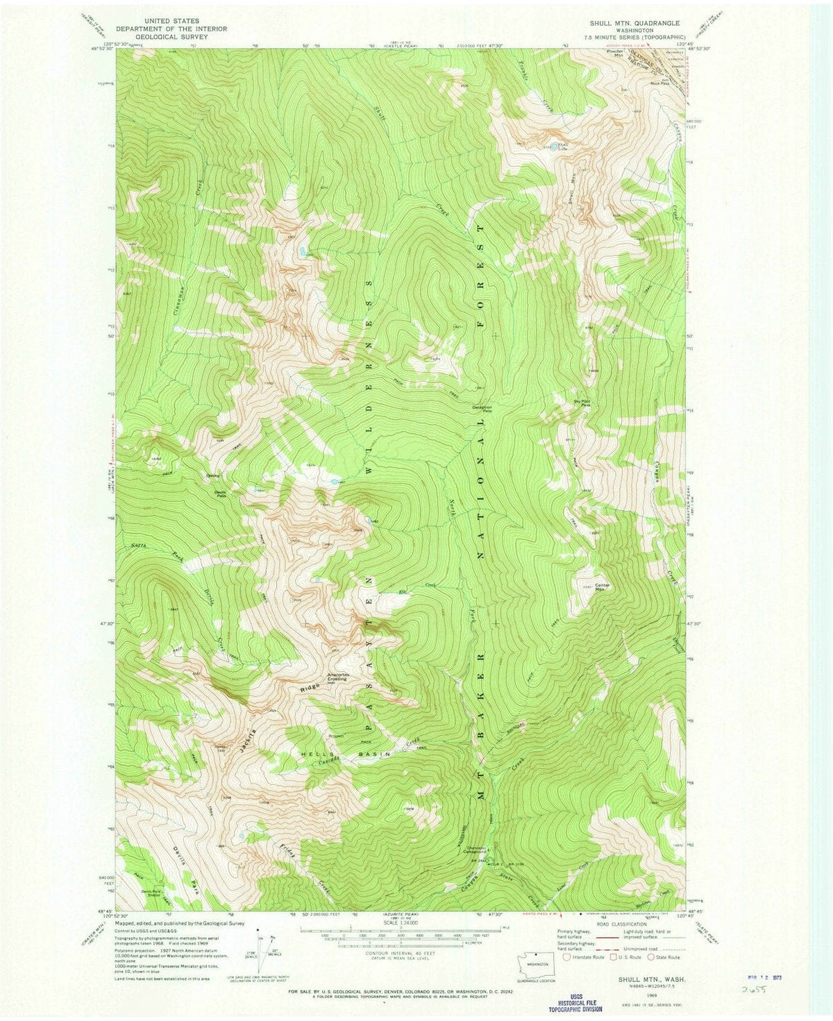 1969 Shull MTN, WA - Washington - USGS Topographic Map