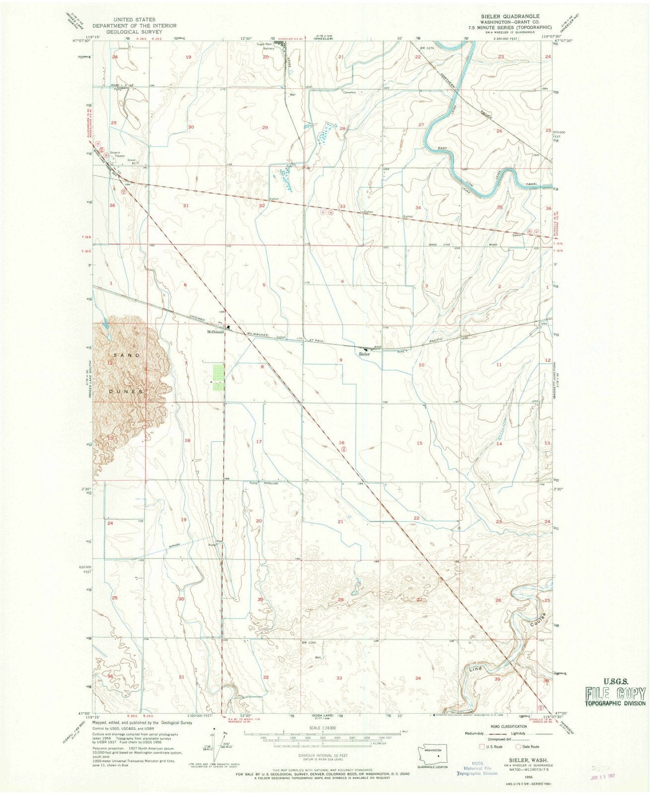 1956 Sieler, WA - Washington - USGS Topographic Map
