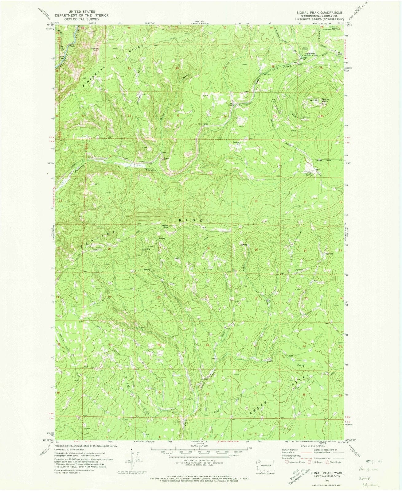 1970 Signal Peak, WA - Washington - USGS Topographic Map
