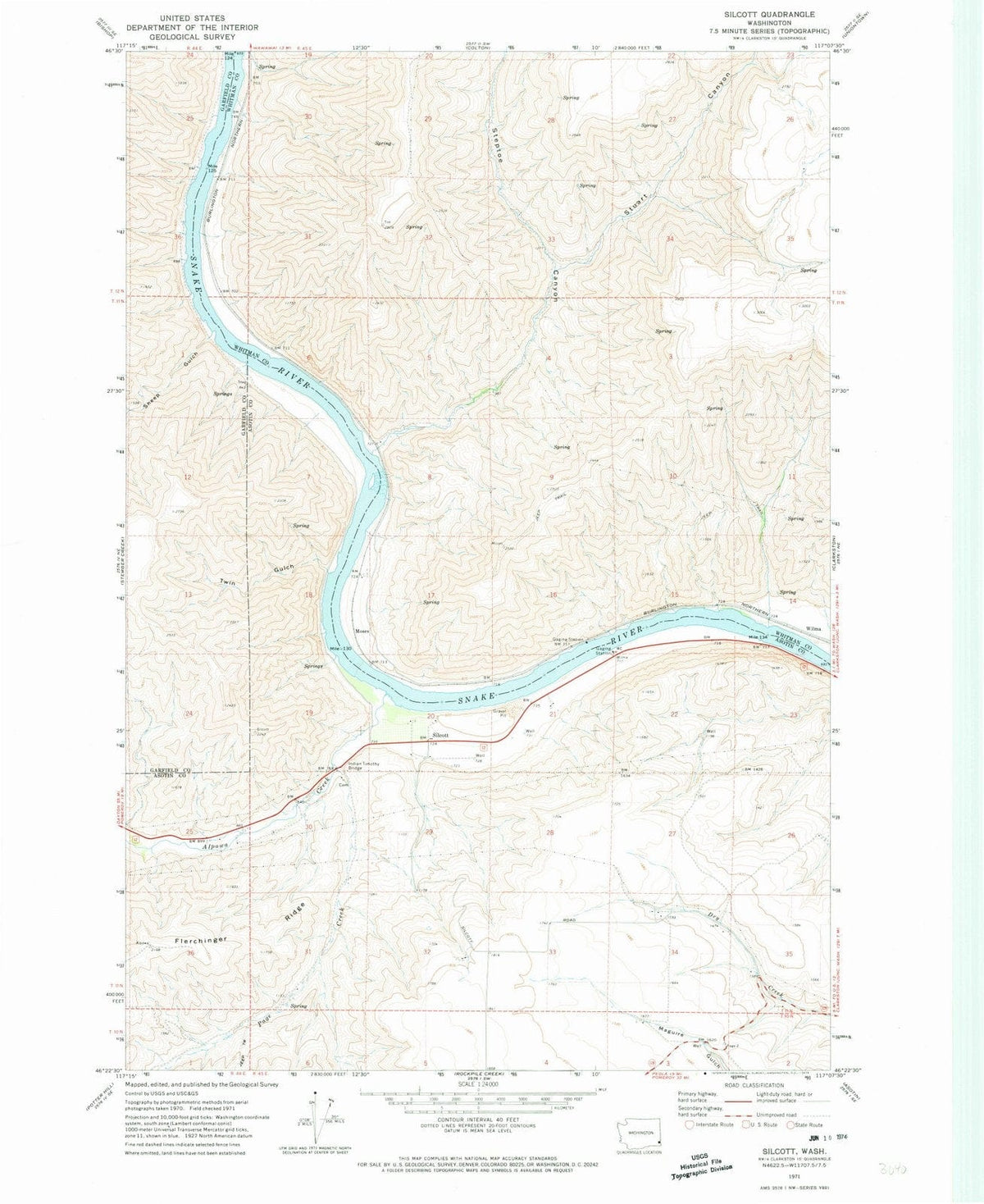 1971 Silcott, WA - Washington - USGS Topographic Map